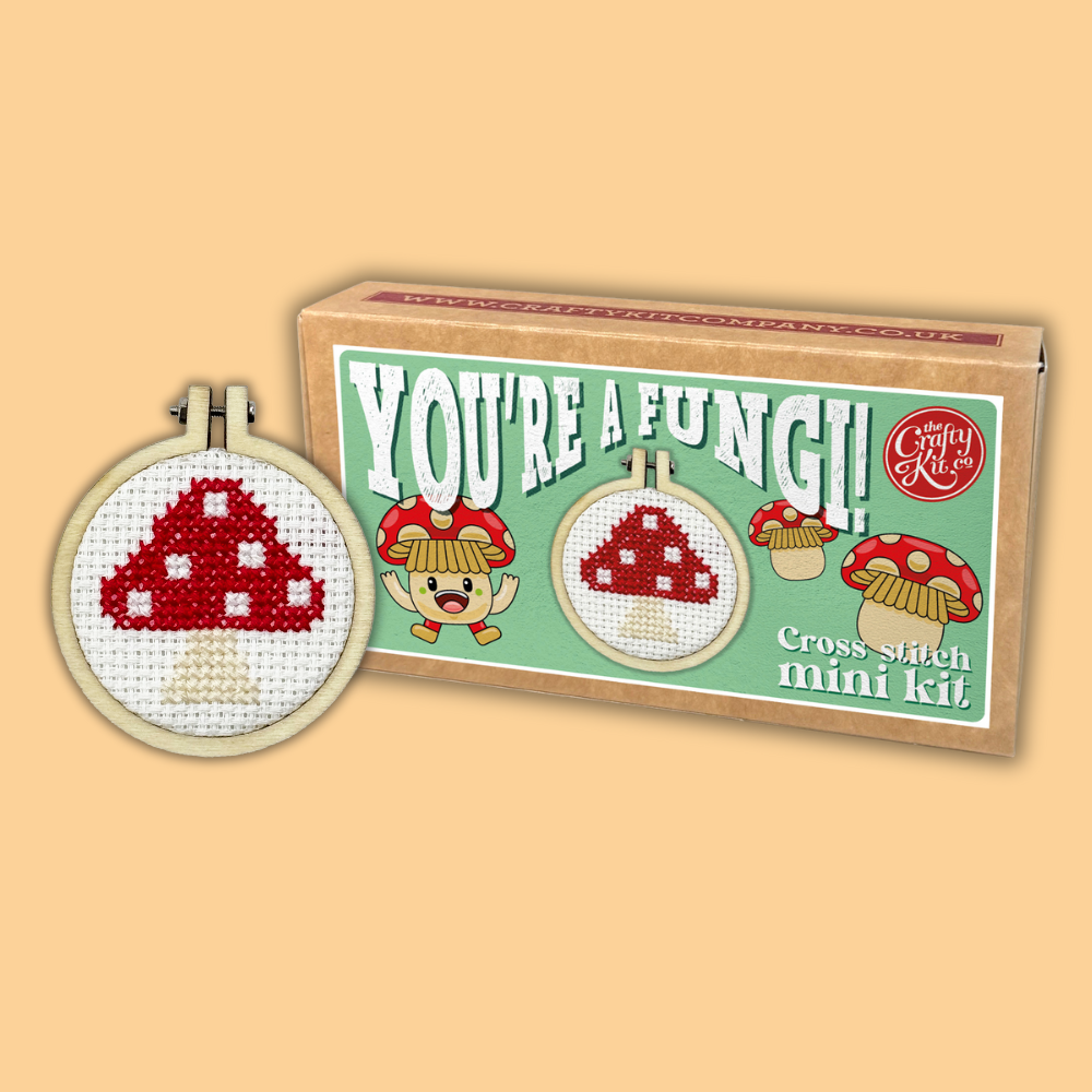 The Crafty Kit Company - You're a Fungi! Mini Matchbox Cross Stitch Kit