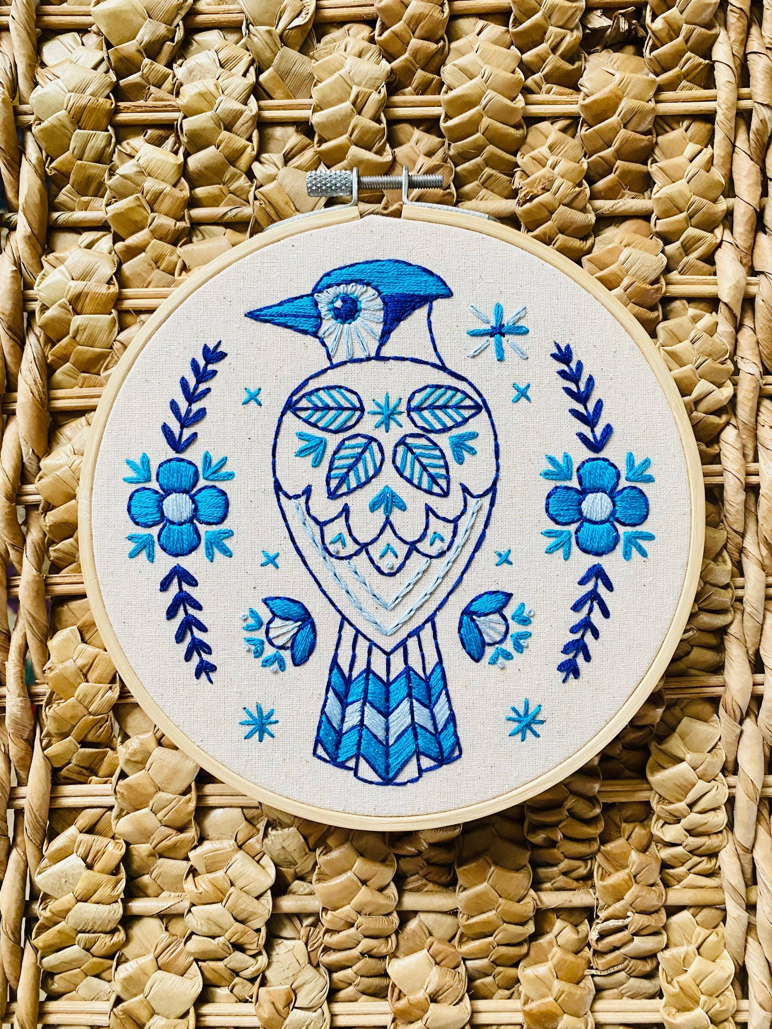 Hook, Line & Tinker Folk Blue Jay Embroidery Kit