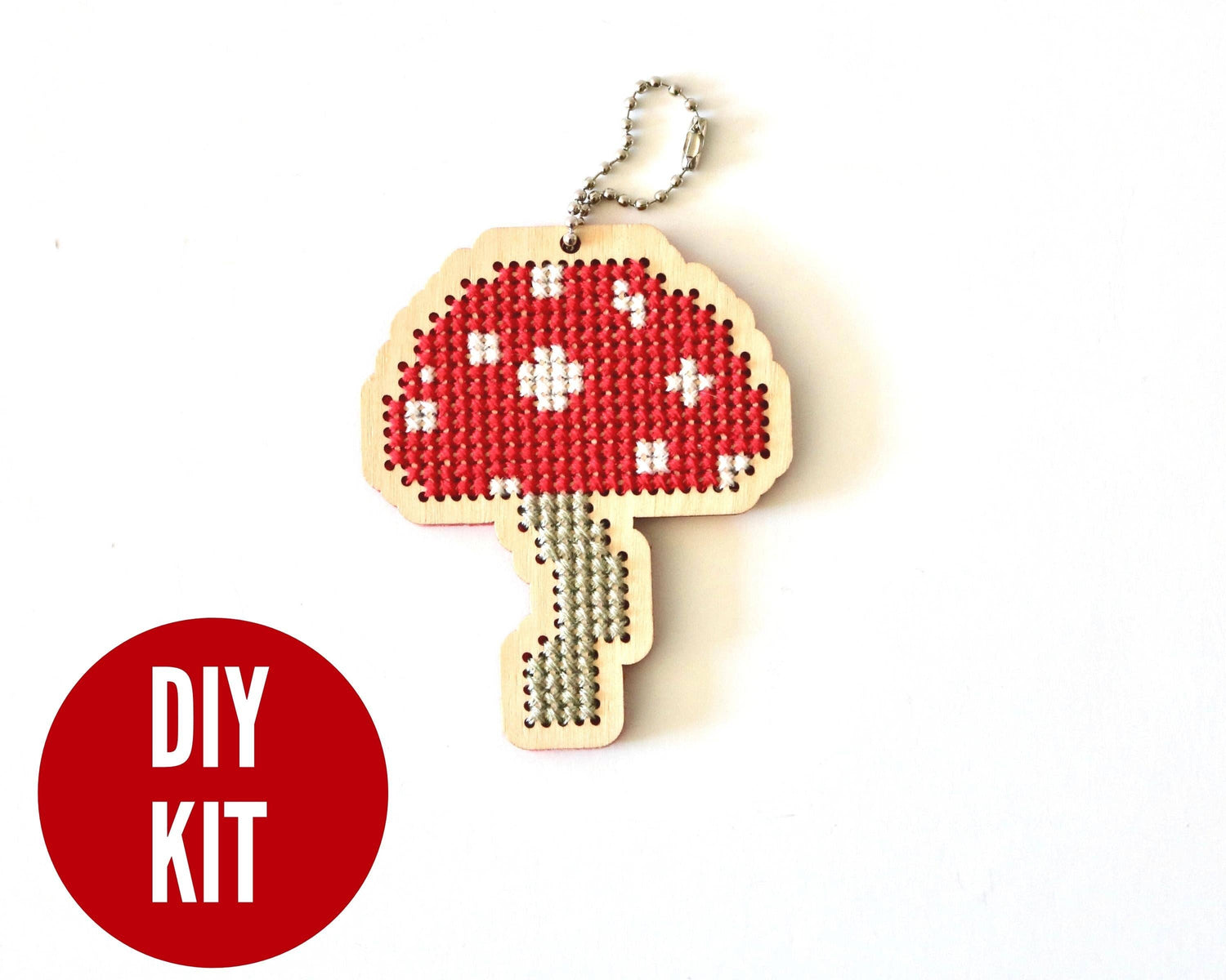 Canadian Stitchery - Mushroom toadstool laser cut wood cross stitch kit