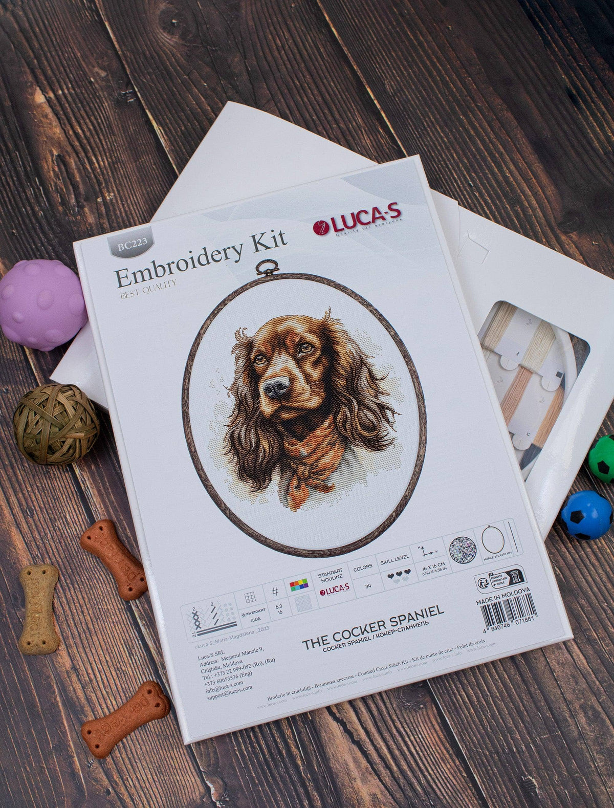 Luca-S Group - Cross Stitch Kit with Hoop Included Luca-S - The Cocker Spaniel, BC223