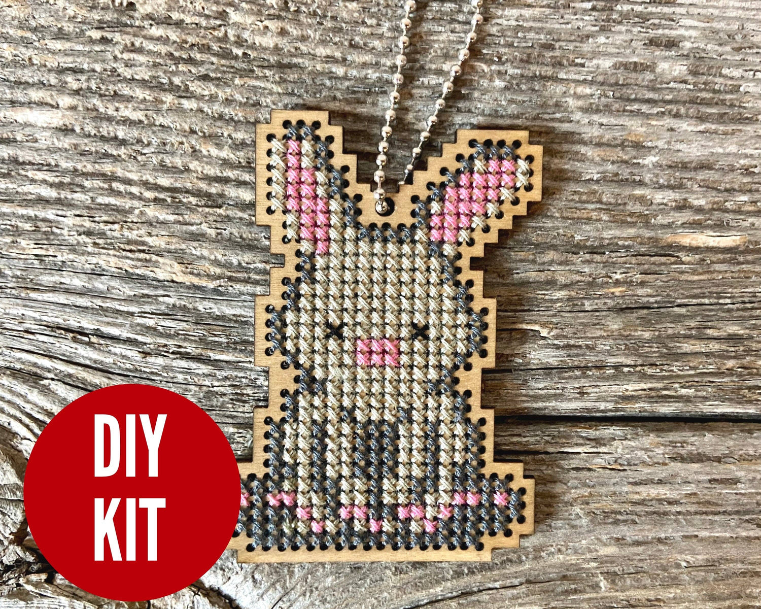 Canadian Stitchery - Bunny DIY laser cut wood cross stitch kit