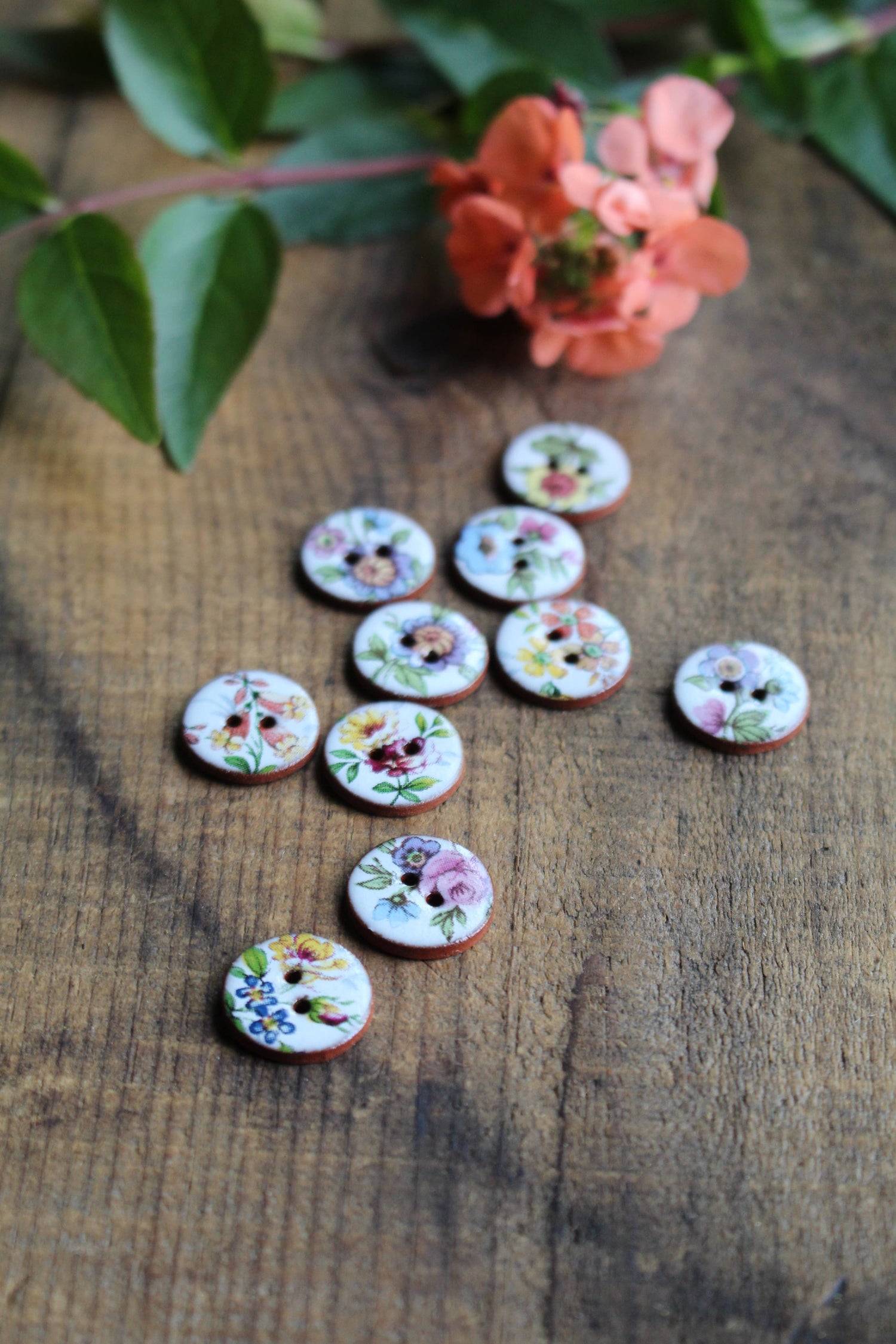 NNK Press - Handmade Wildflower Mini Ceramic Buttons (Set of 10)