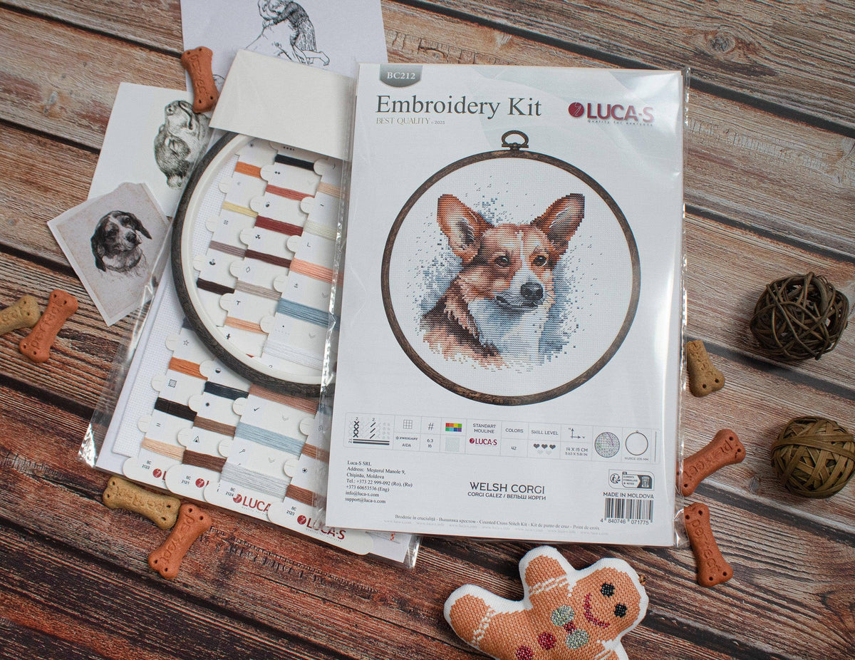 Luca-S Group - Cross Stitch Kit with Hoop Included Luca-S - BC212, Welsh Corgi