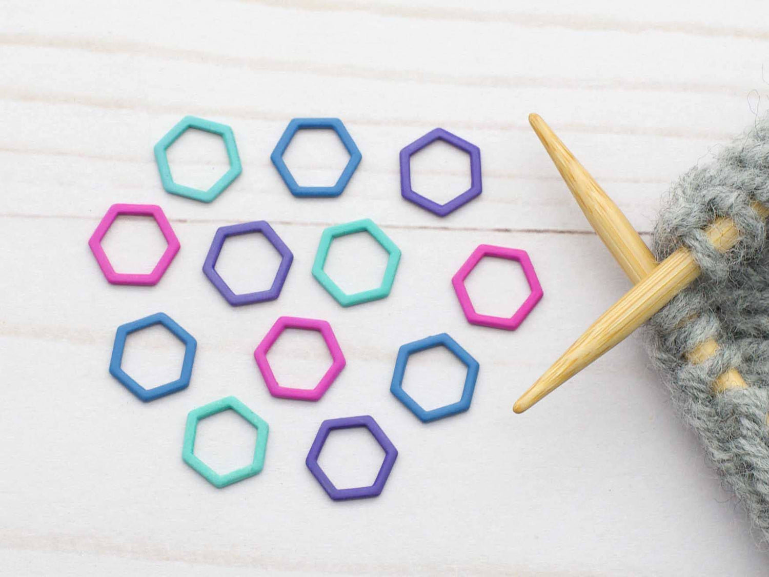 Fox & Pine Stitches Colorful Hexagon Stitch Markers