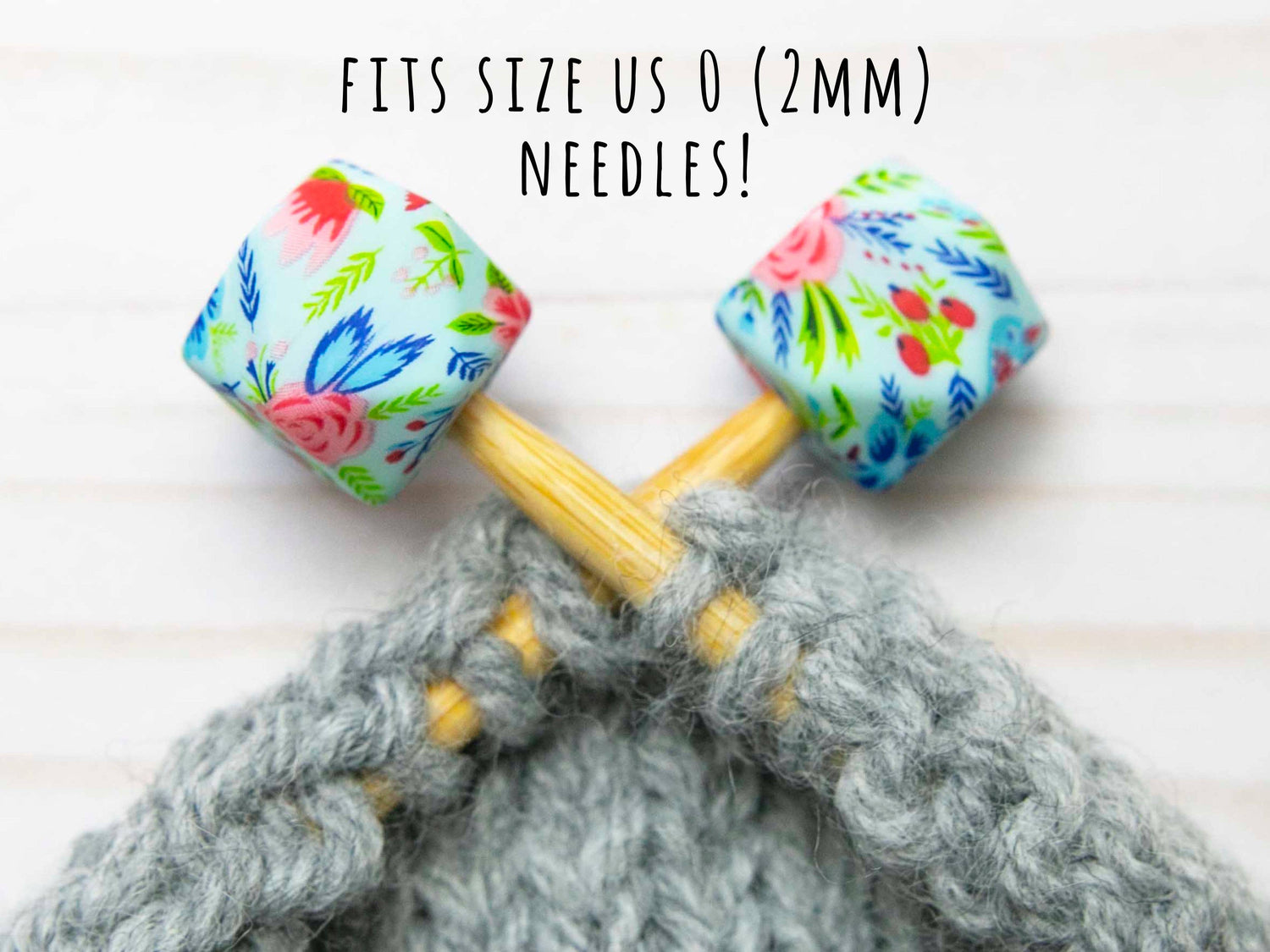 Fox & Pine Stitches - *Small Hole* Blue Floral Hexagon | Stitch Stoppers