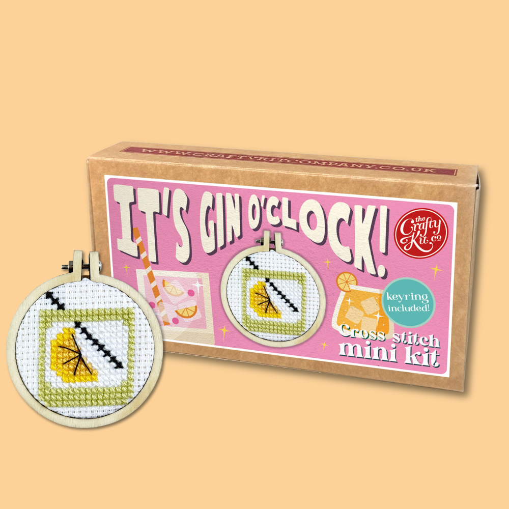 The Crafty Kit Company - It's Gin O'Clock! Mini Matchbox Cross Stitch Kit