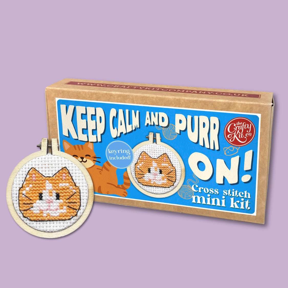 The Crafty Kit Company - Keep Calm and Purr On! Mini Matchbox Cross Stitch Kit