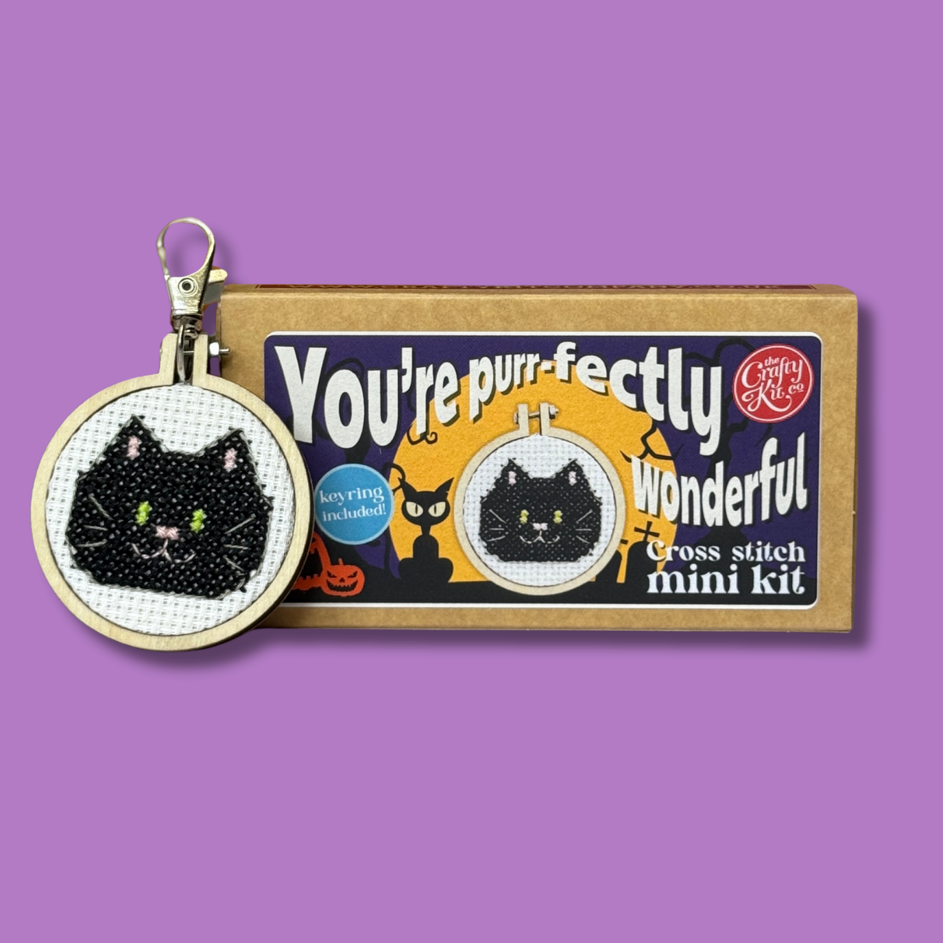 The Crafty Kit Company - You're purr-fect! Mini Matchbox Cross Stitch Kit