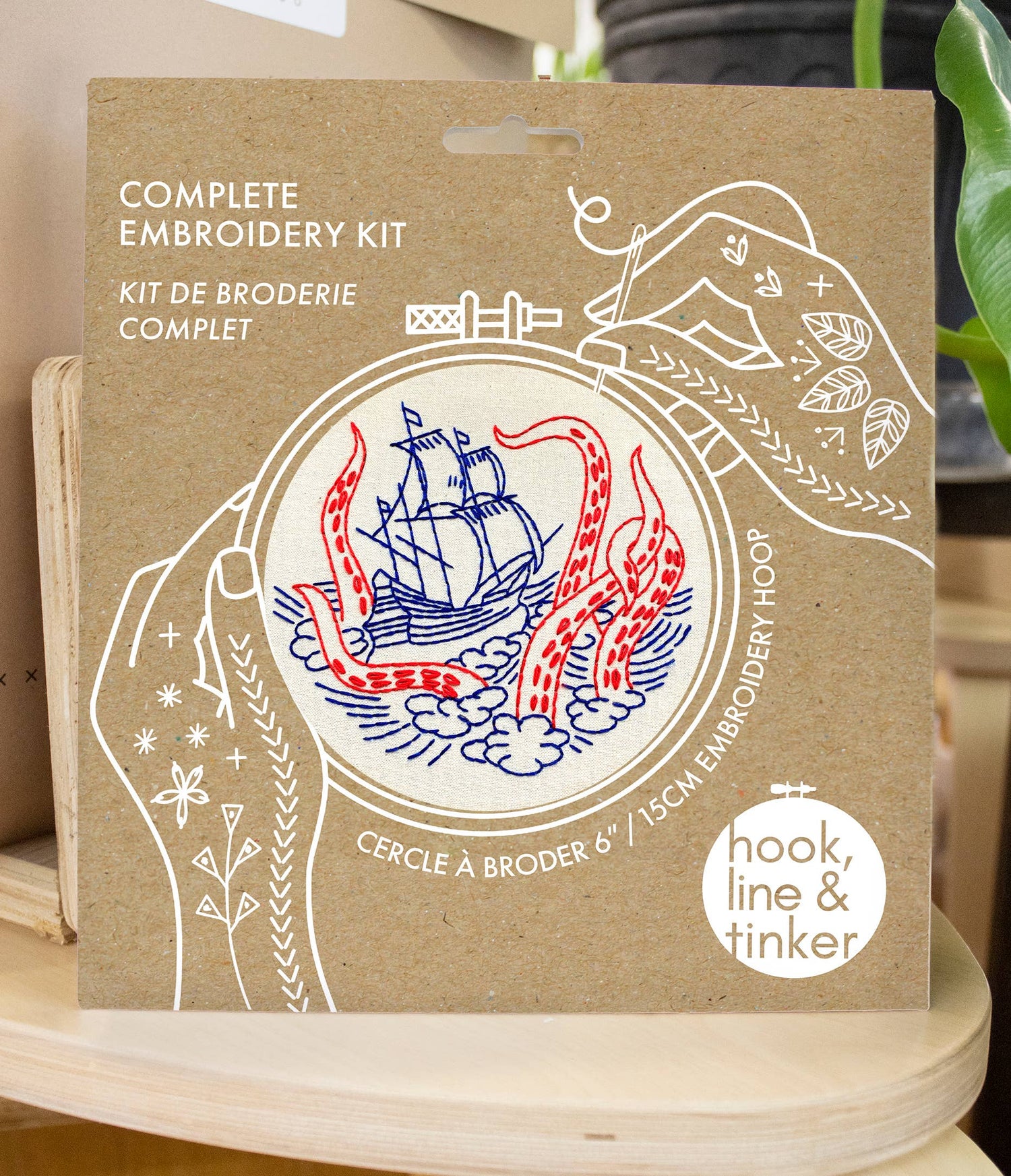 Hook, Line & Tinker Kraken and Ship Embroidery Kit