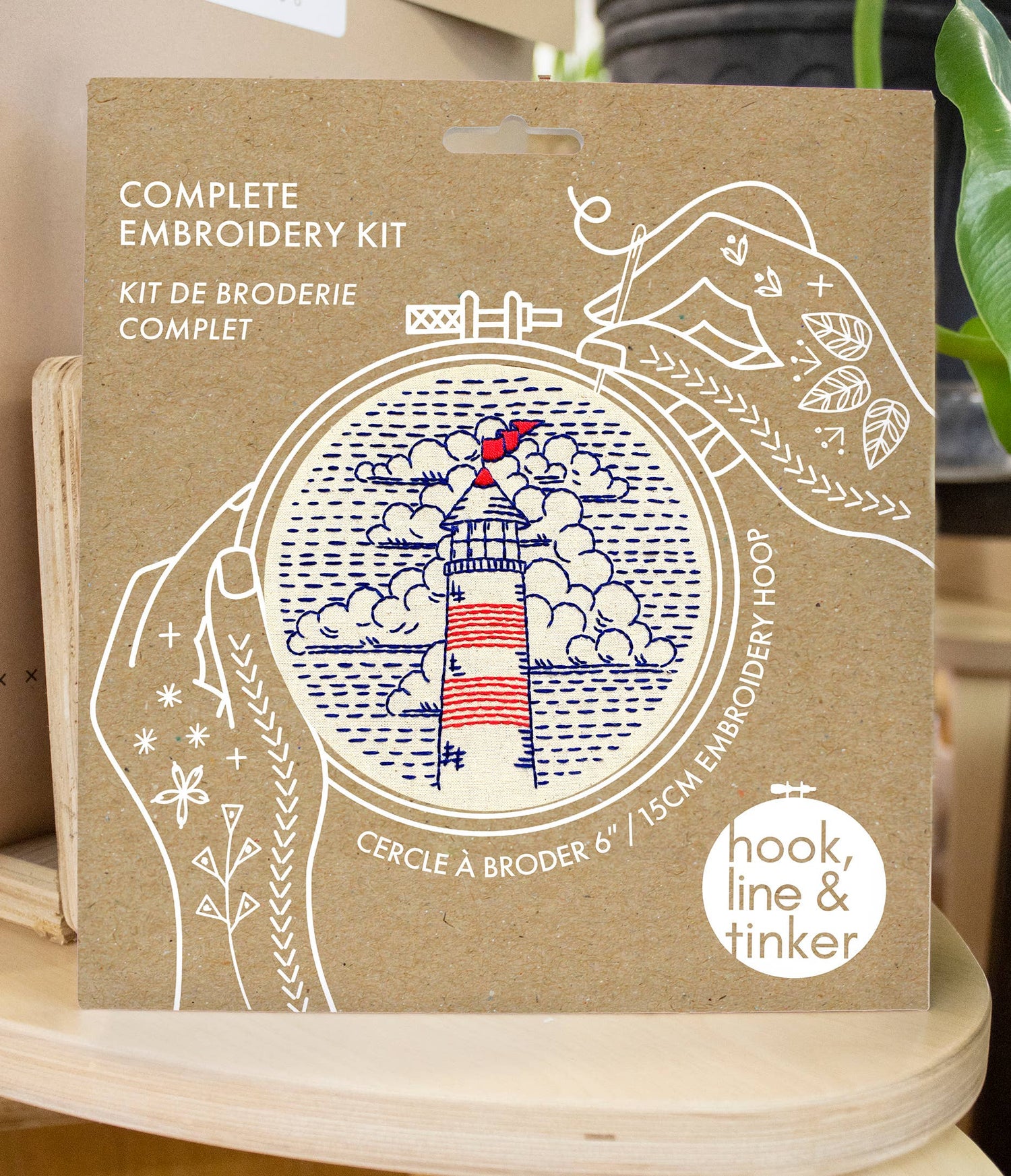 Hook, Line & Tinker Lighthouse Embroidery Kit