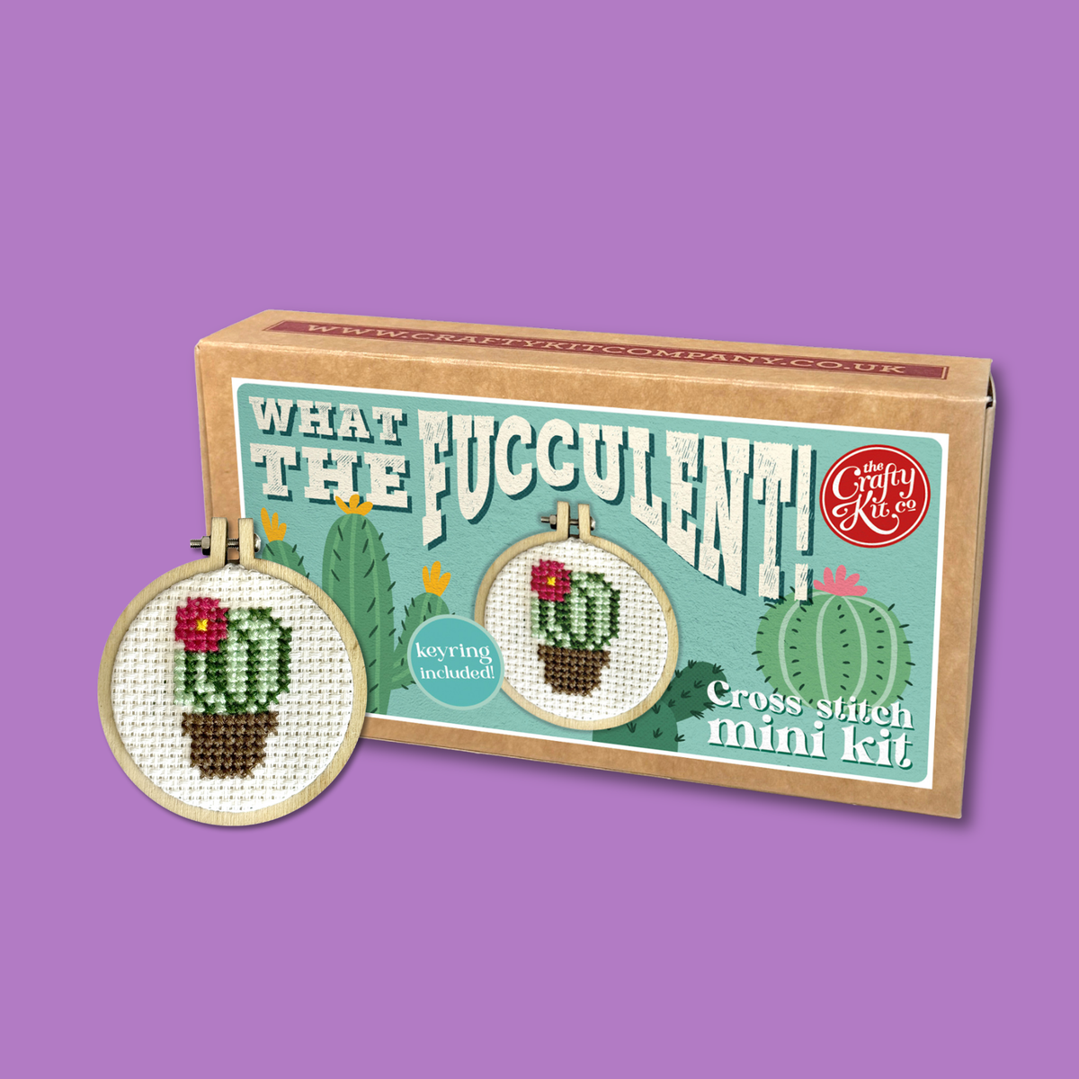 The Crafty Kit Company - What the Fucculent! Mini Matchbox Cross Stitch Kit
