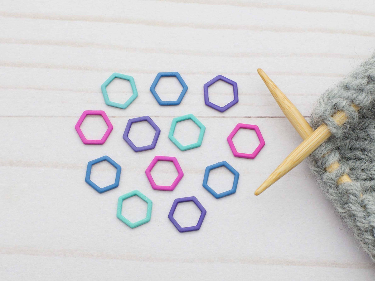 Fox & Pine Stitches Colorful Hexagon Stitch Markers