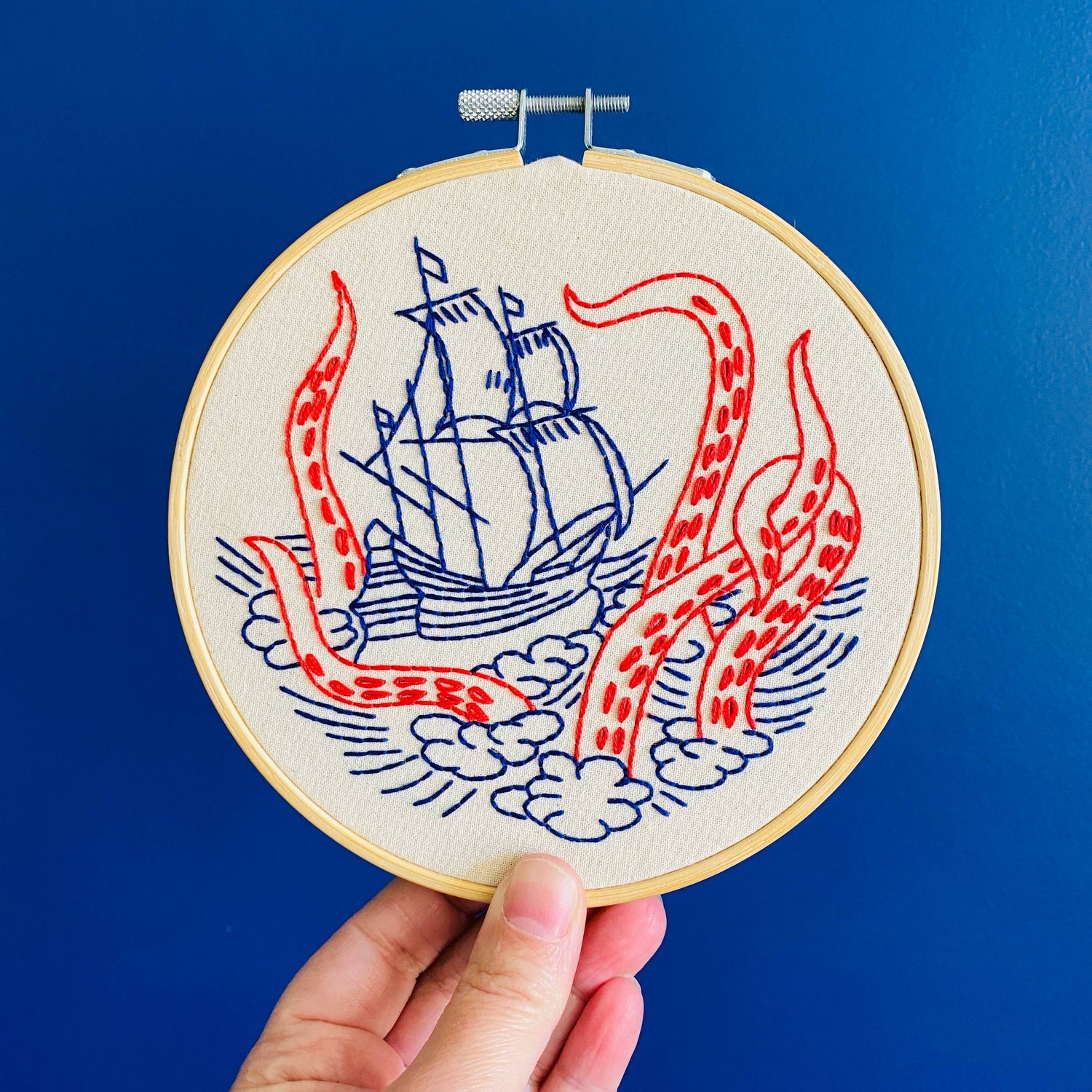 Hook, Line & Tinker Kraken and Ship Embroidery Kit