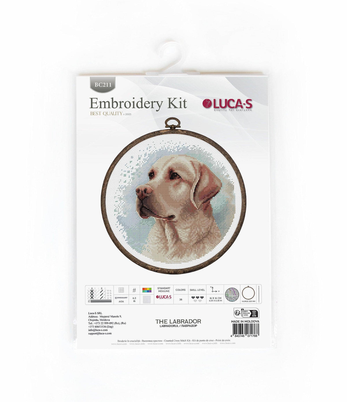 Luca-S Group - Cross Stitch Kit with Hoop Included Luca-S - BC211, The Labrador