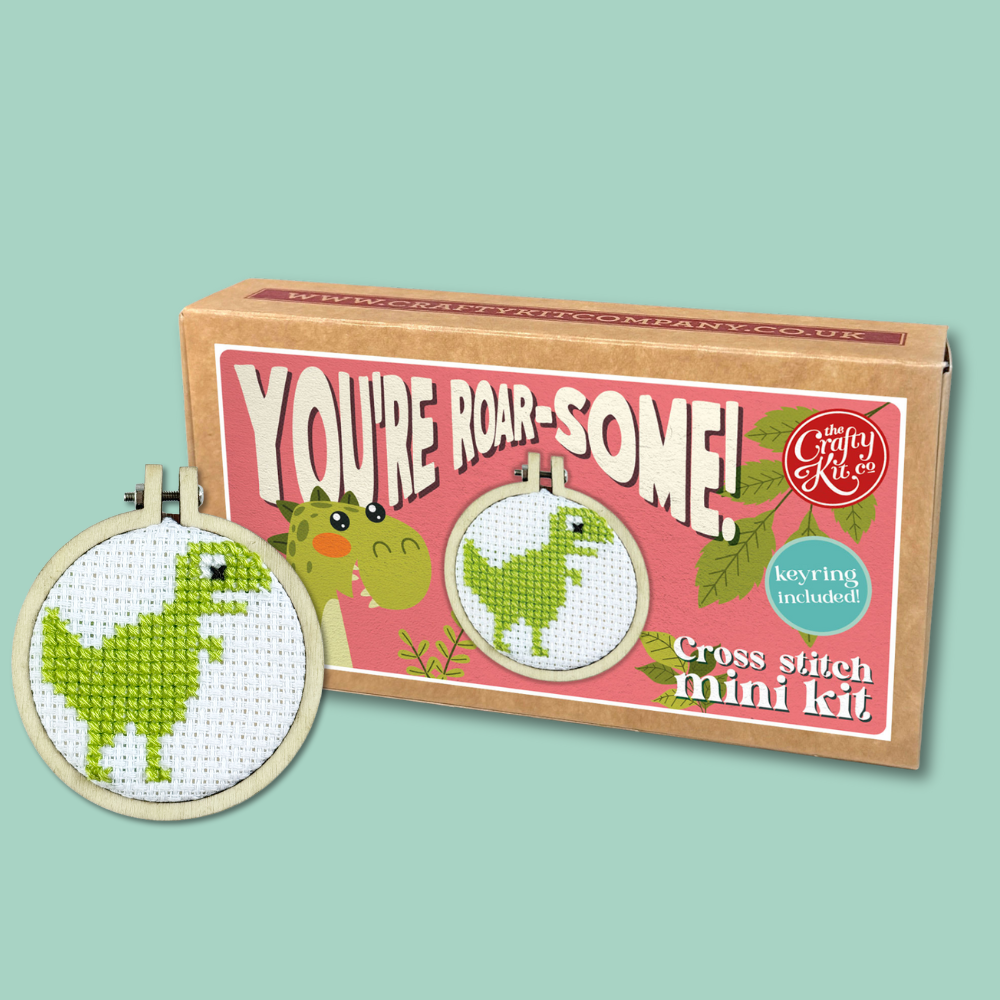 The Crafty Kit Company - You're Roar-some! Mini Matchbox Cross Stitch Kit