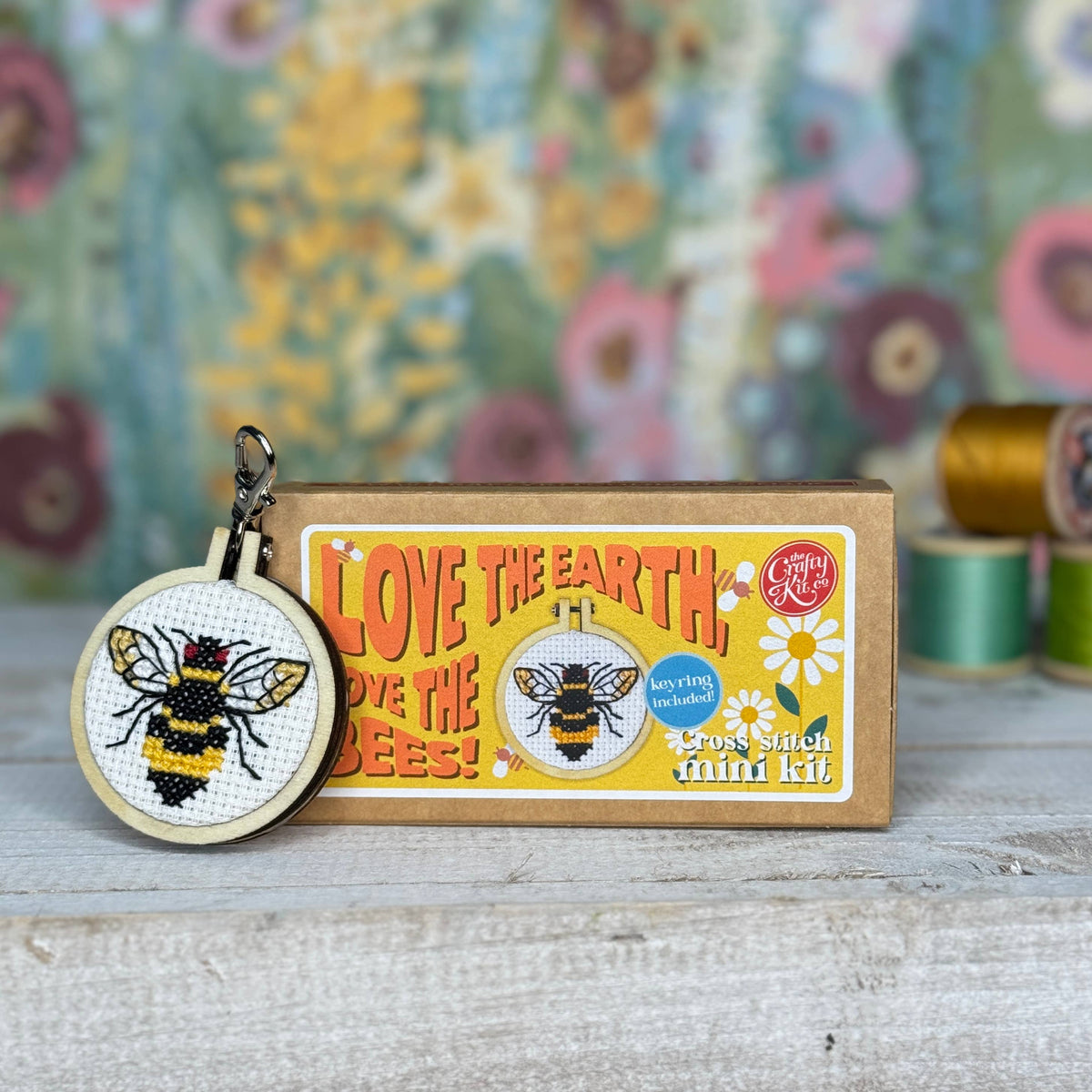 The Crafty Kit Company - Love the Earth Love the Bees! Mini Matchbox Cross Stitch Kit