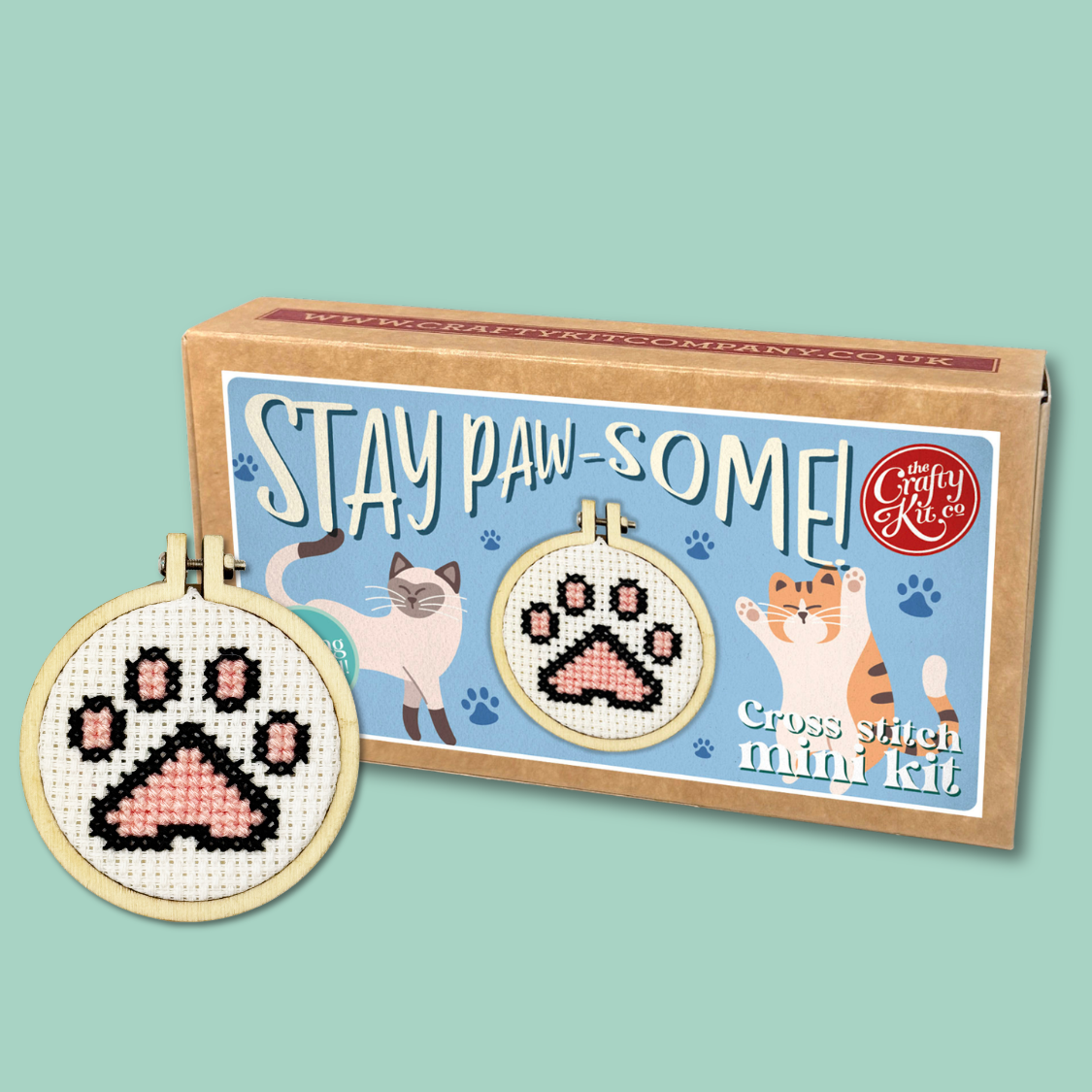 The Crafty Kit Company - Stay Paw-some! Mini Matchbox Cross Stitch Kit