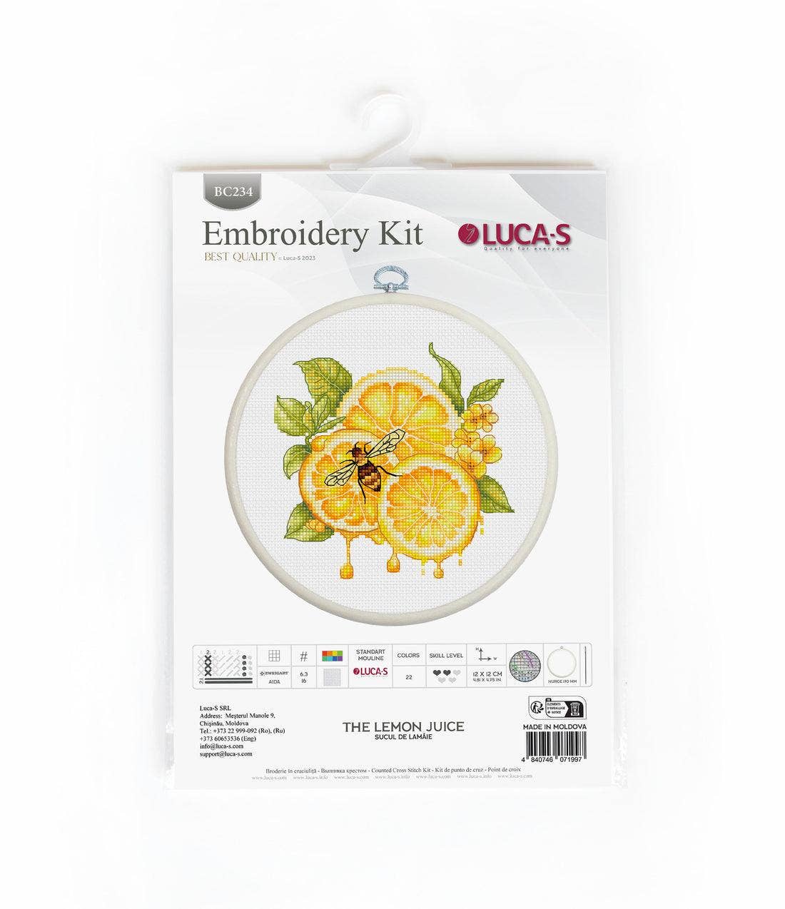 Luca-S Group - Cross Stitch Kit with Hoop Included Luca-S - The Lemon Juice, BC234