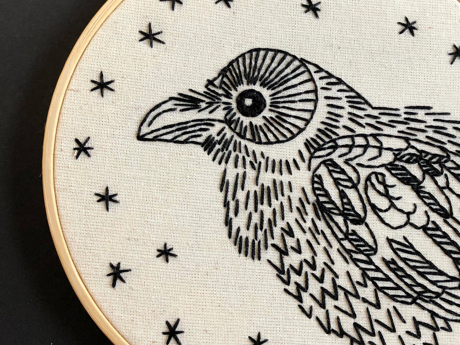 Hook, Line & Tinker Embroidery Kits - Raven - Nevermore Complete Embroidery Kit
