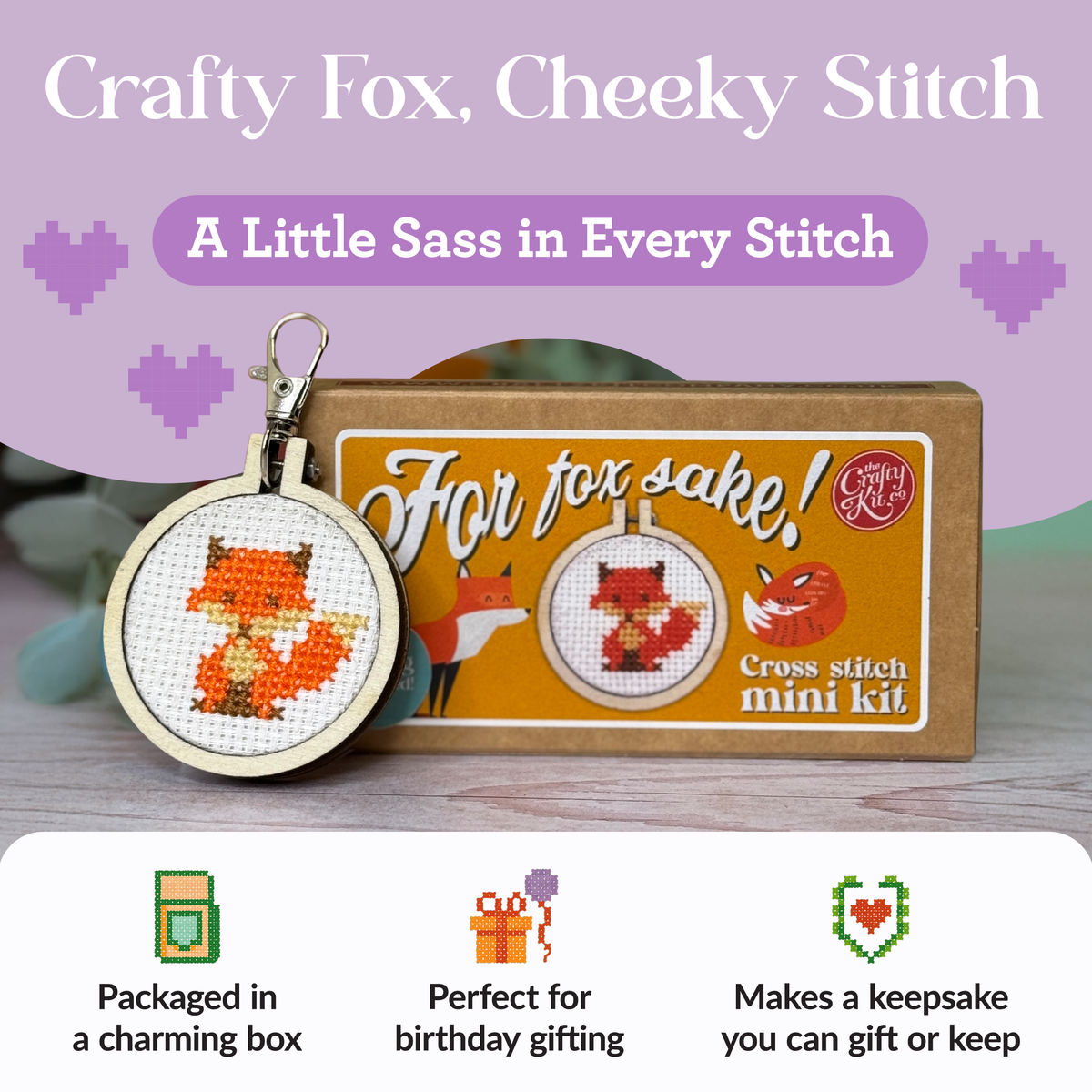The Crafty Kit Company - For Fox Sake! Mini Matchbox Cross Stitch Kit