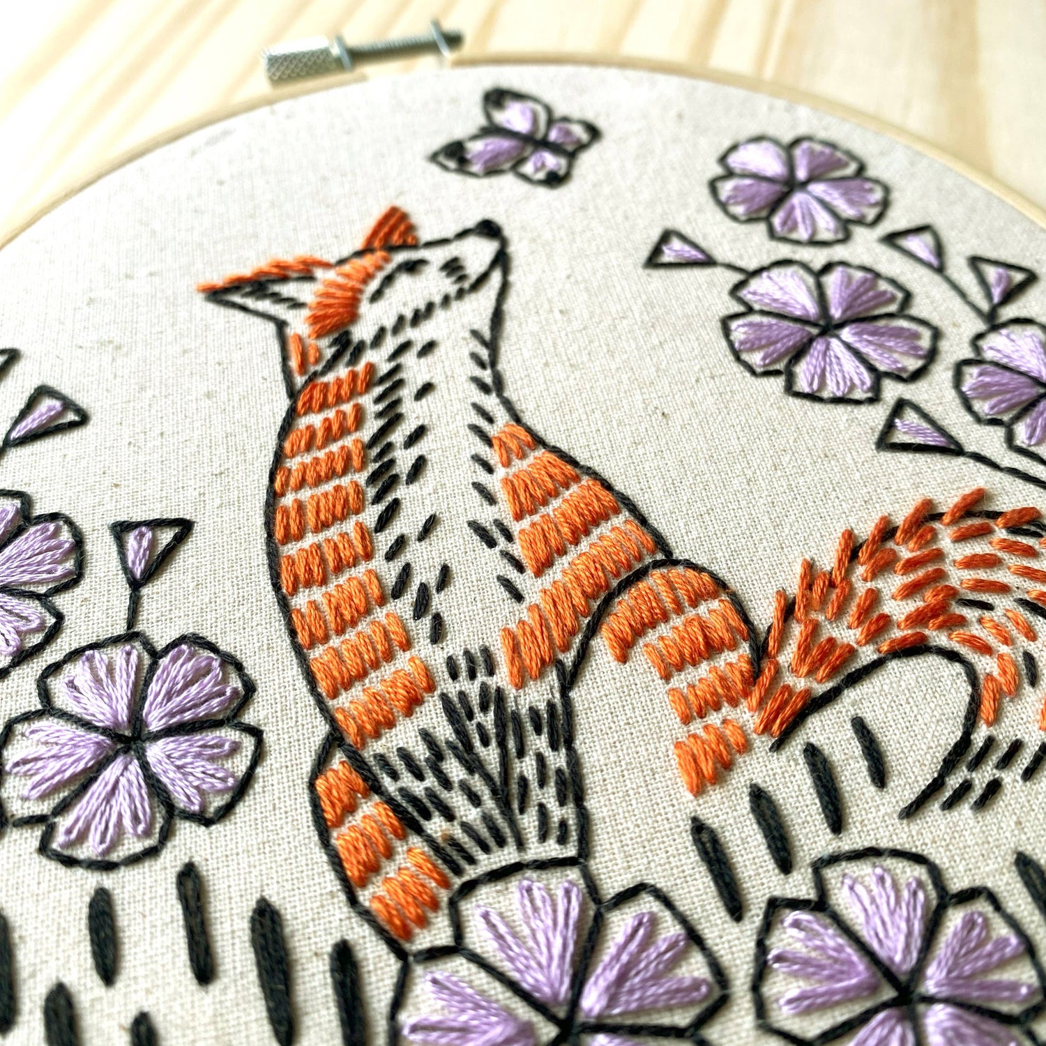 Hook, Line & Tinker Fox in Phlox Embroidery Kit