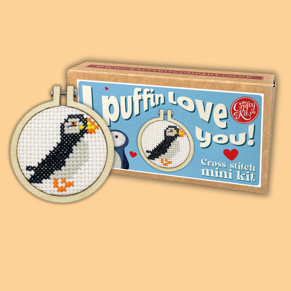 The Crafty Kit Company - I Puffin Love You! Mini Matchbox Cross Stitch Kit