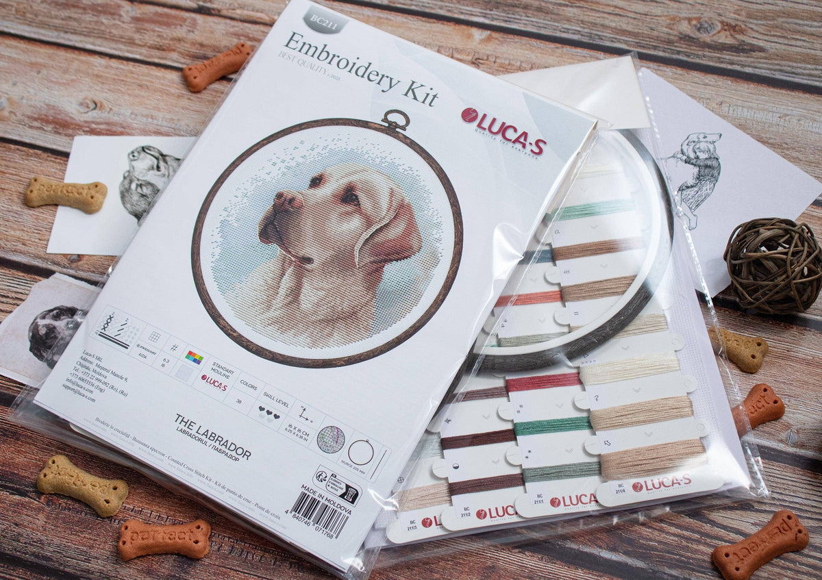 Luca-S Group - Cross Stitch Kit with Hoop Included Luca-S - BC211, The Labrador
