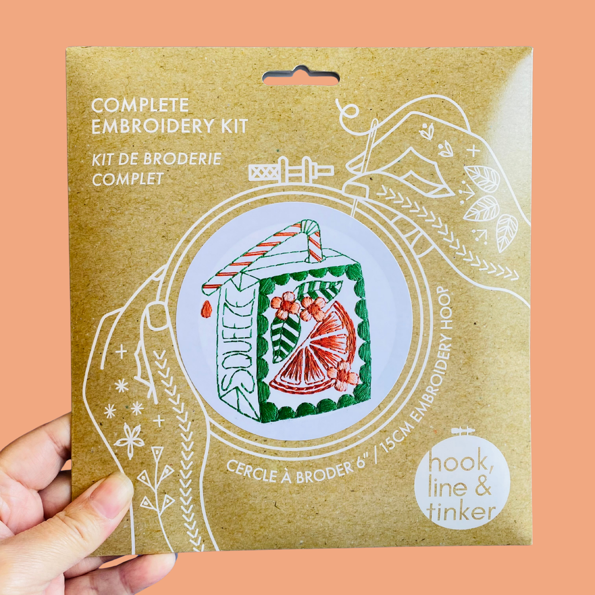 Hook Line & Tinker Canada - Orange Juice Box Complete Embroidery Kit