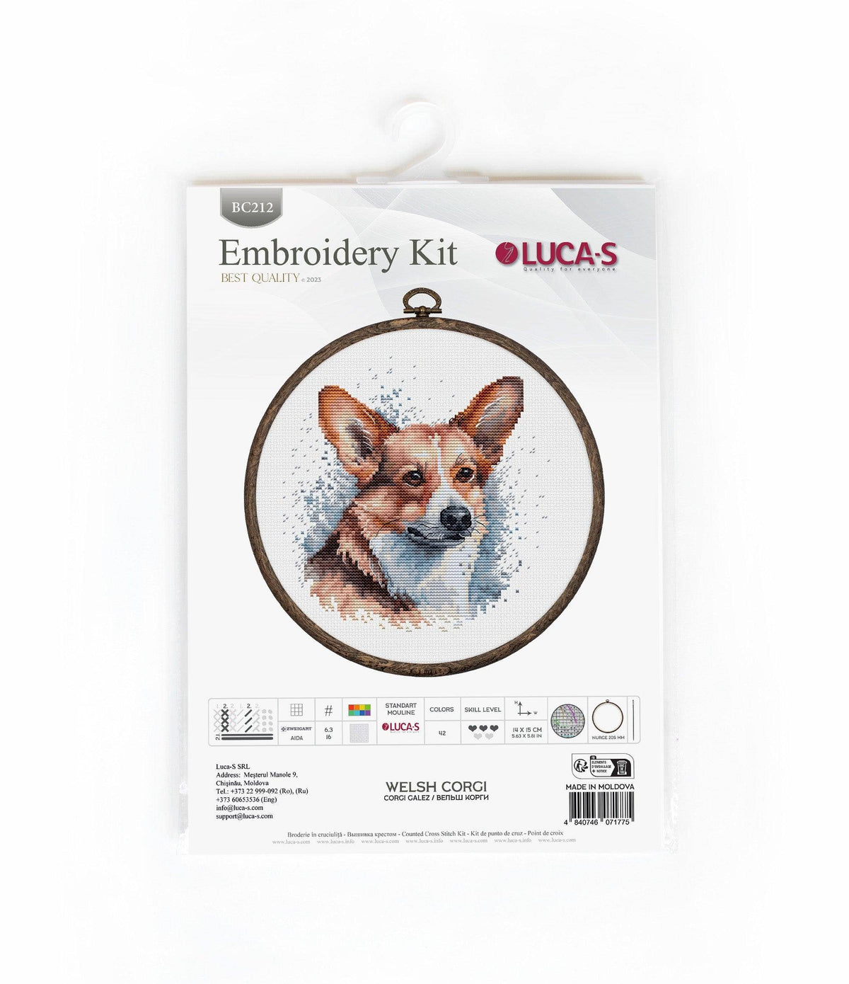 Luca-S Group - Cross Stitch Kit with Hoop Included Luca-S - BC212, Welsh Corgi