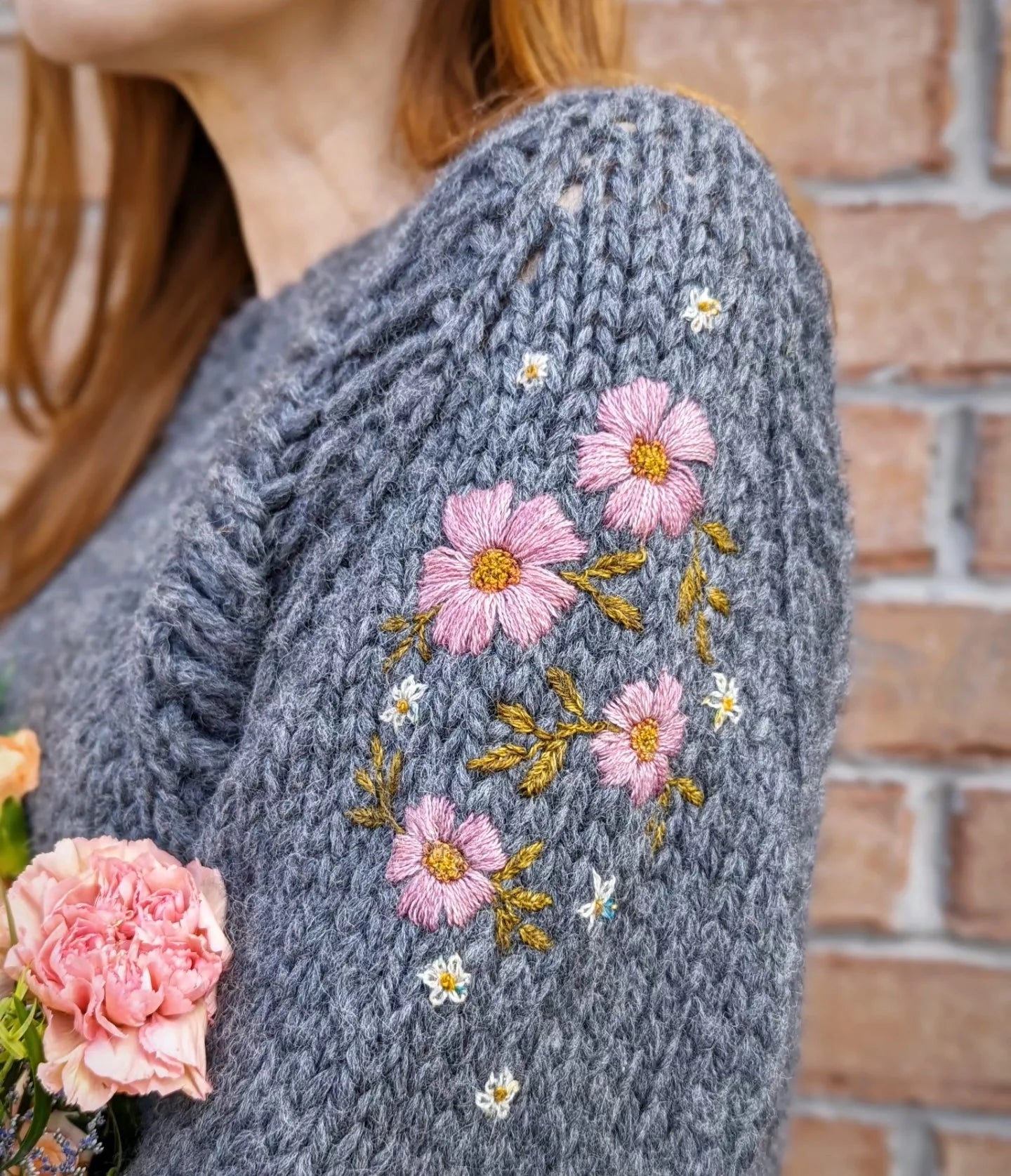 Knitted Bliss Stitching - Embroidered Blossoms Stick & Stitch