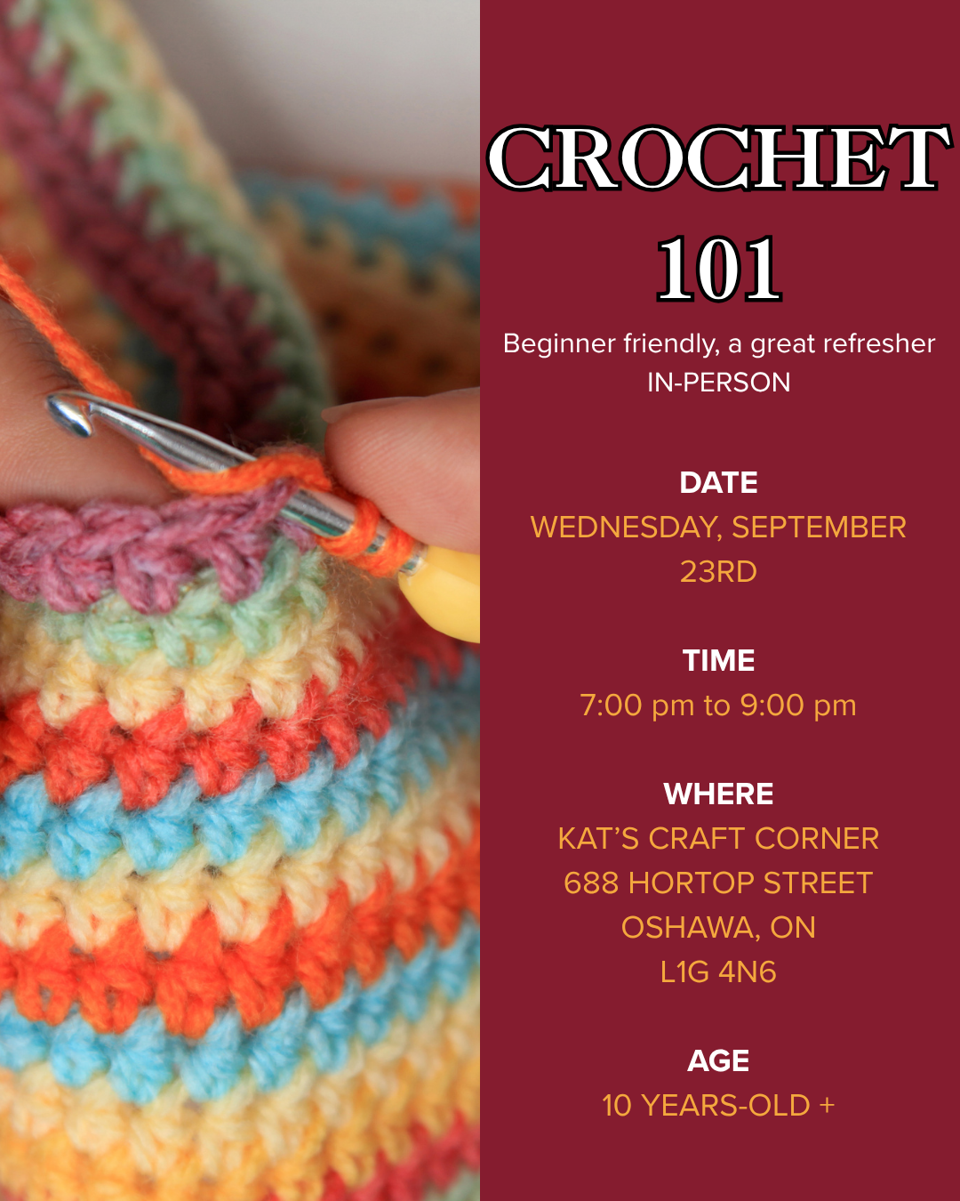 Learn to crochet - CROCHET 101 | IN-PERSON