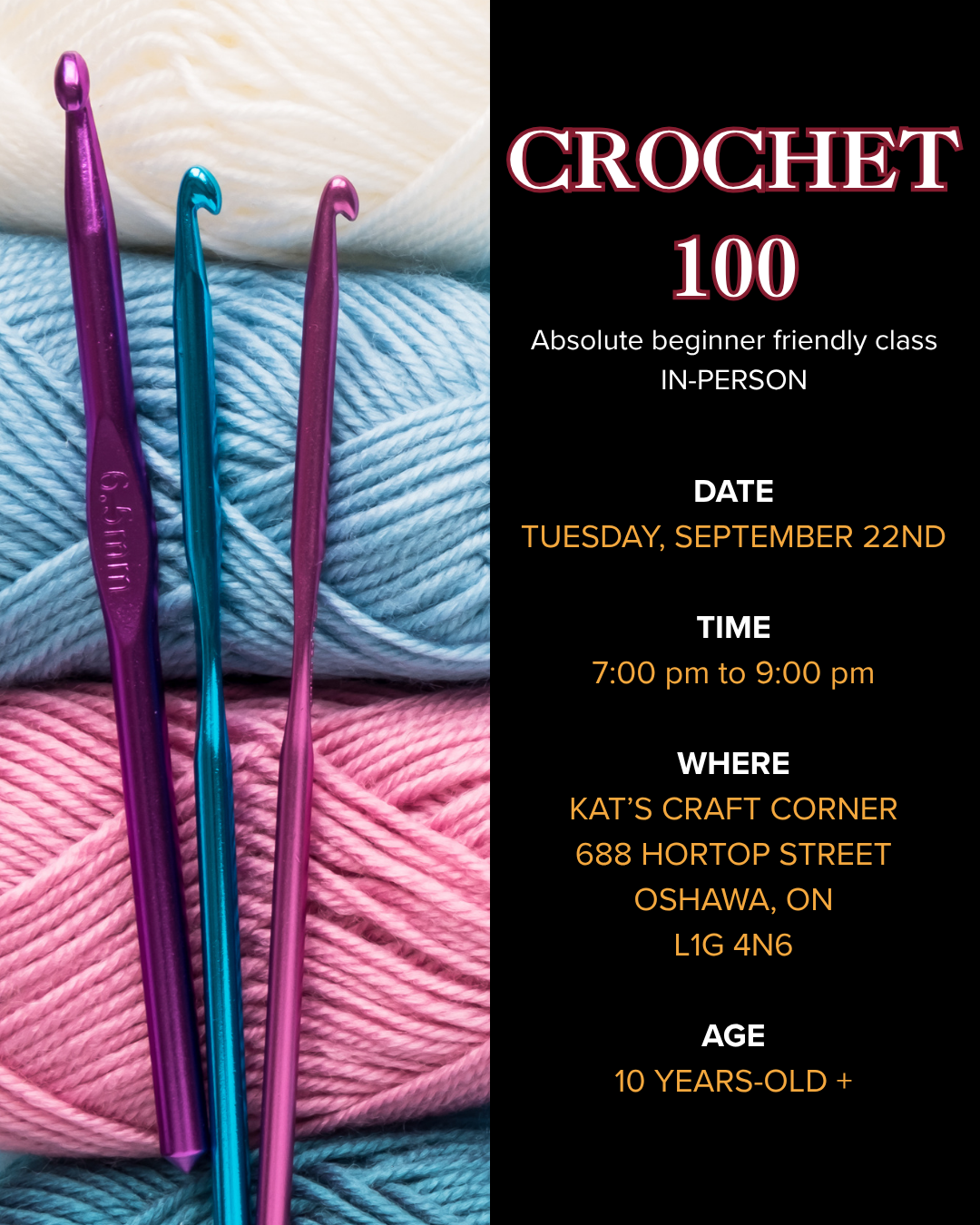 Learn to crochet - CROCHET 100 | IN-PERSON