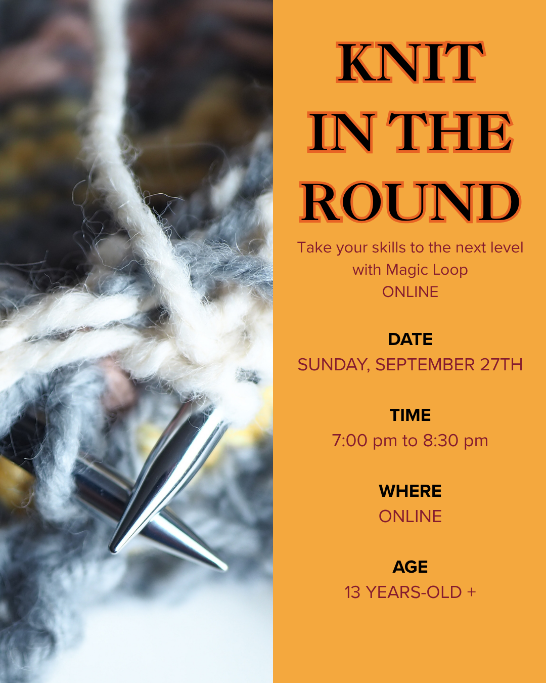Learn to knit in the round - Magic loop | ONLINE
