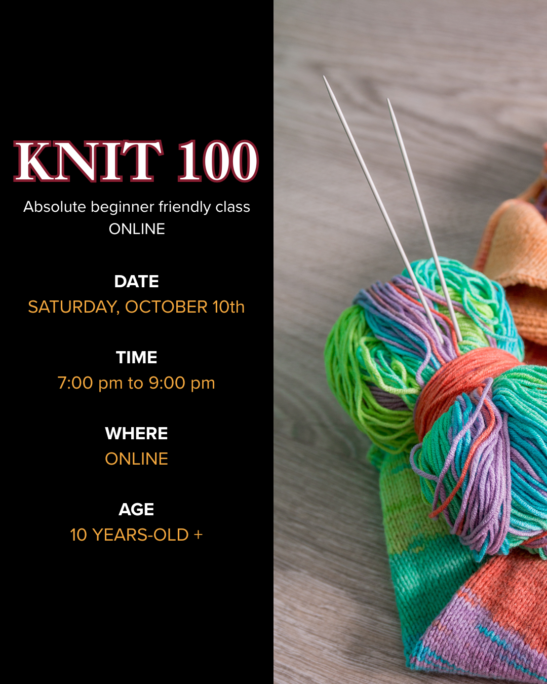 Learn to knit - KNIT 100 | ONLINE