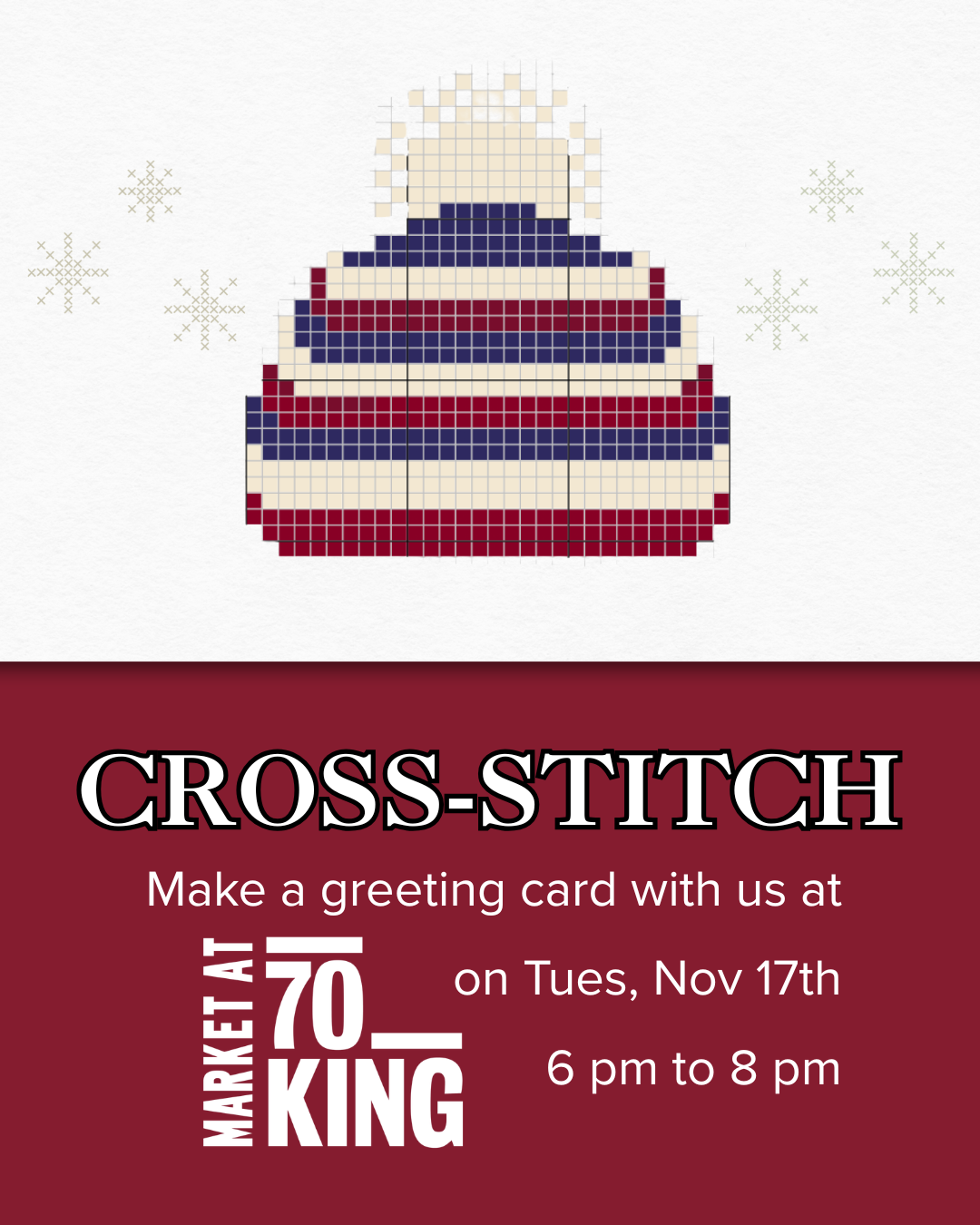 Cross-stitch at Market at 70 King - Oshawa Generals Themed Greeting Card