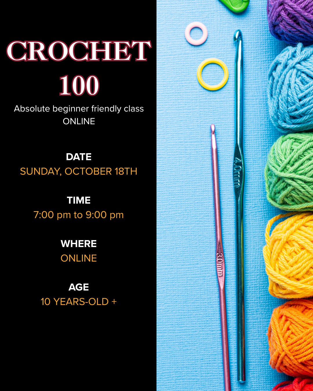 Learn to crochet - CROCHET 100 | ONLINE