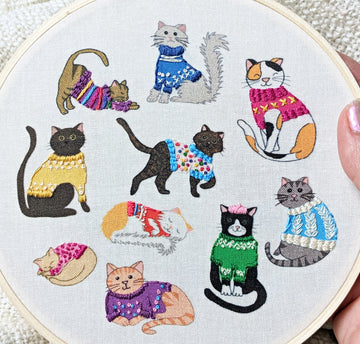 Knitted Bliss Stitching Cats in Sweaters