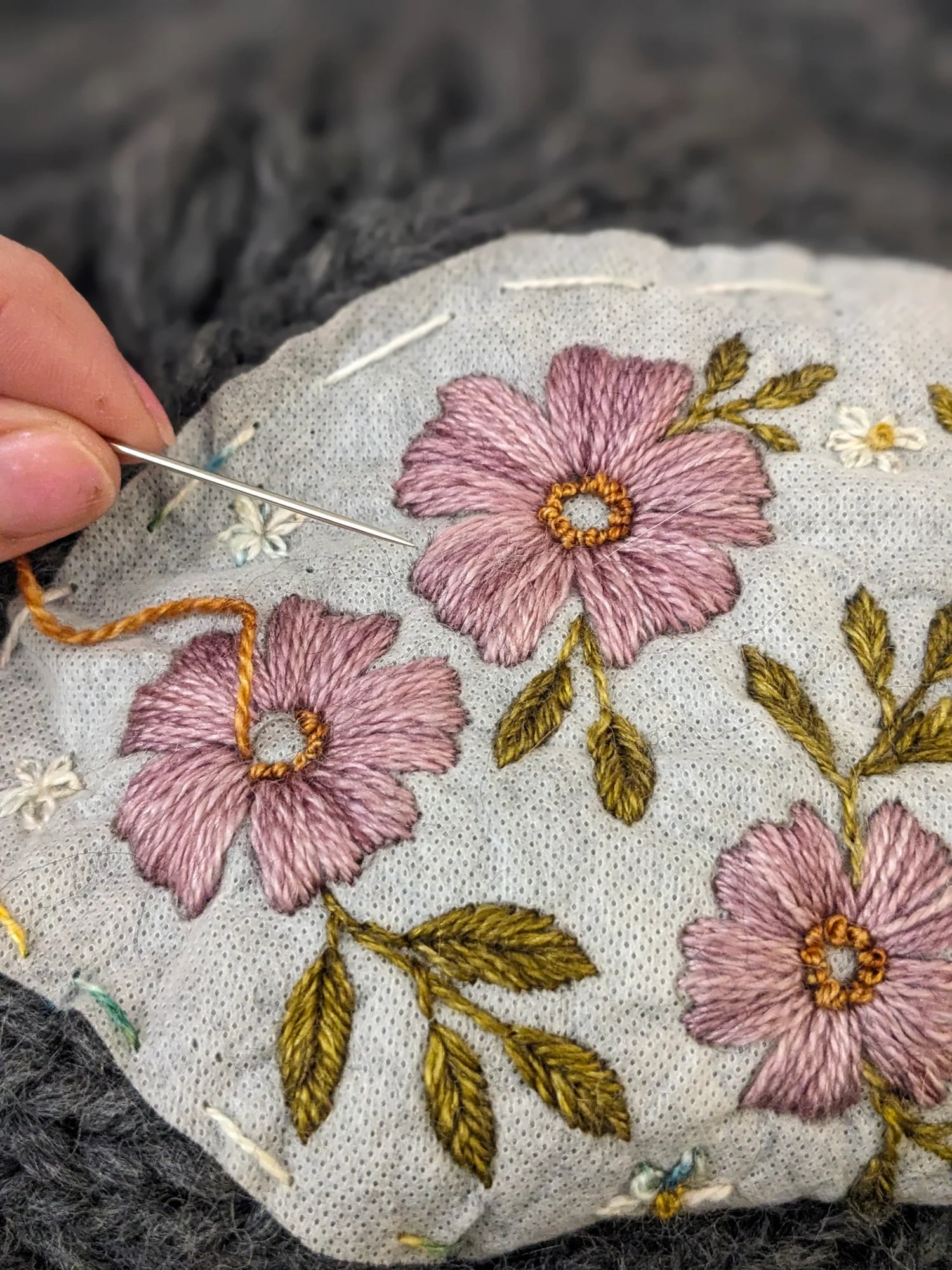 Knitted Bliss Stitching - Embroidered Blossoms Stick & Stitch