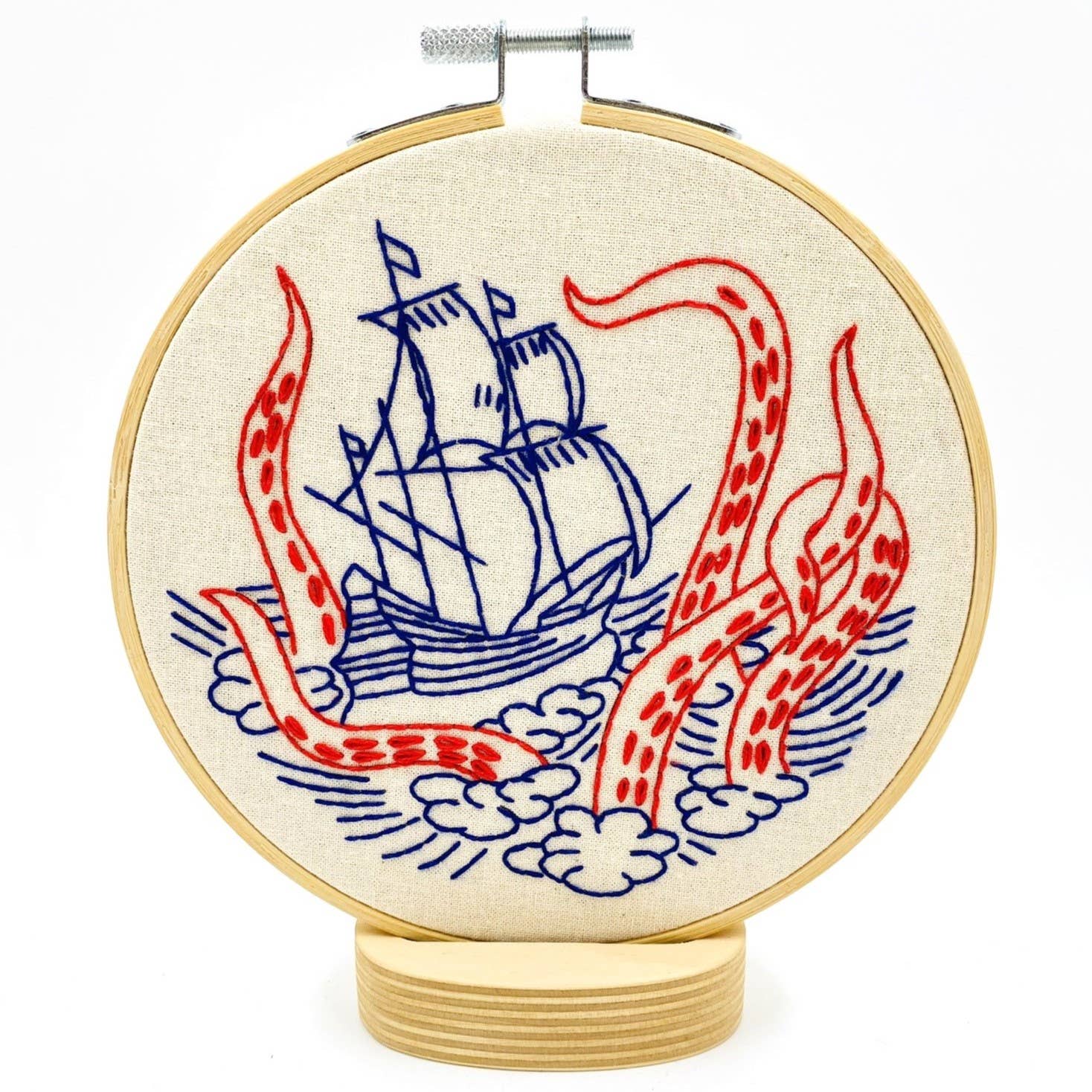 Hook, Line & Tinker Kraken and Ship Embroidery Kit