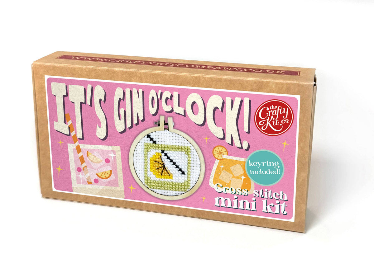 The Crafty Kit Company - It's Gin O'Clock! Mini Matchbox Cross Stitch Kit