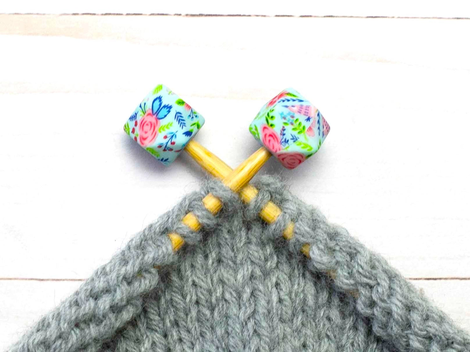 Fox & Pine Stitches - *Small Hole* Blue Floral Hexagon | Stitch Stoppers
