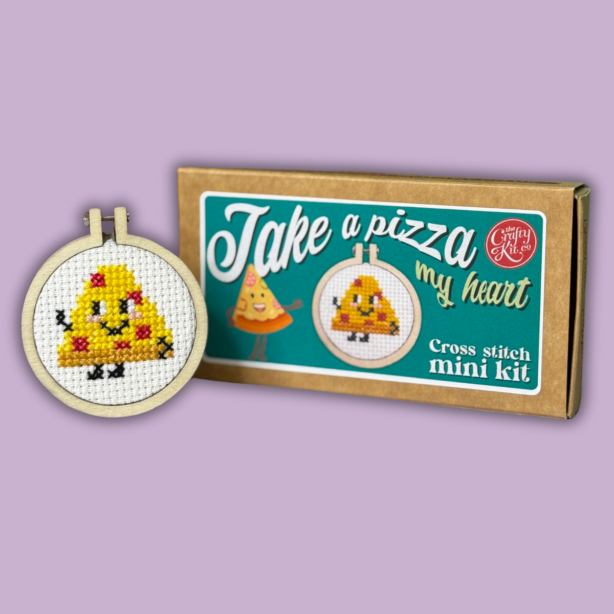 The Crafty Kit Company - Take A Pizza My Heart Mini Matchbox Cross Stitch Kit