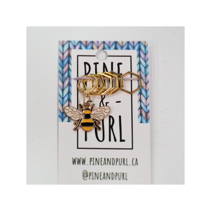 Pine & Purl Honey Bee and Hexagon Stitch Marker Pack