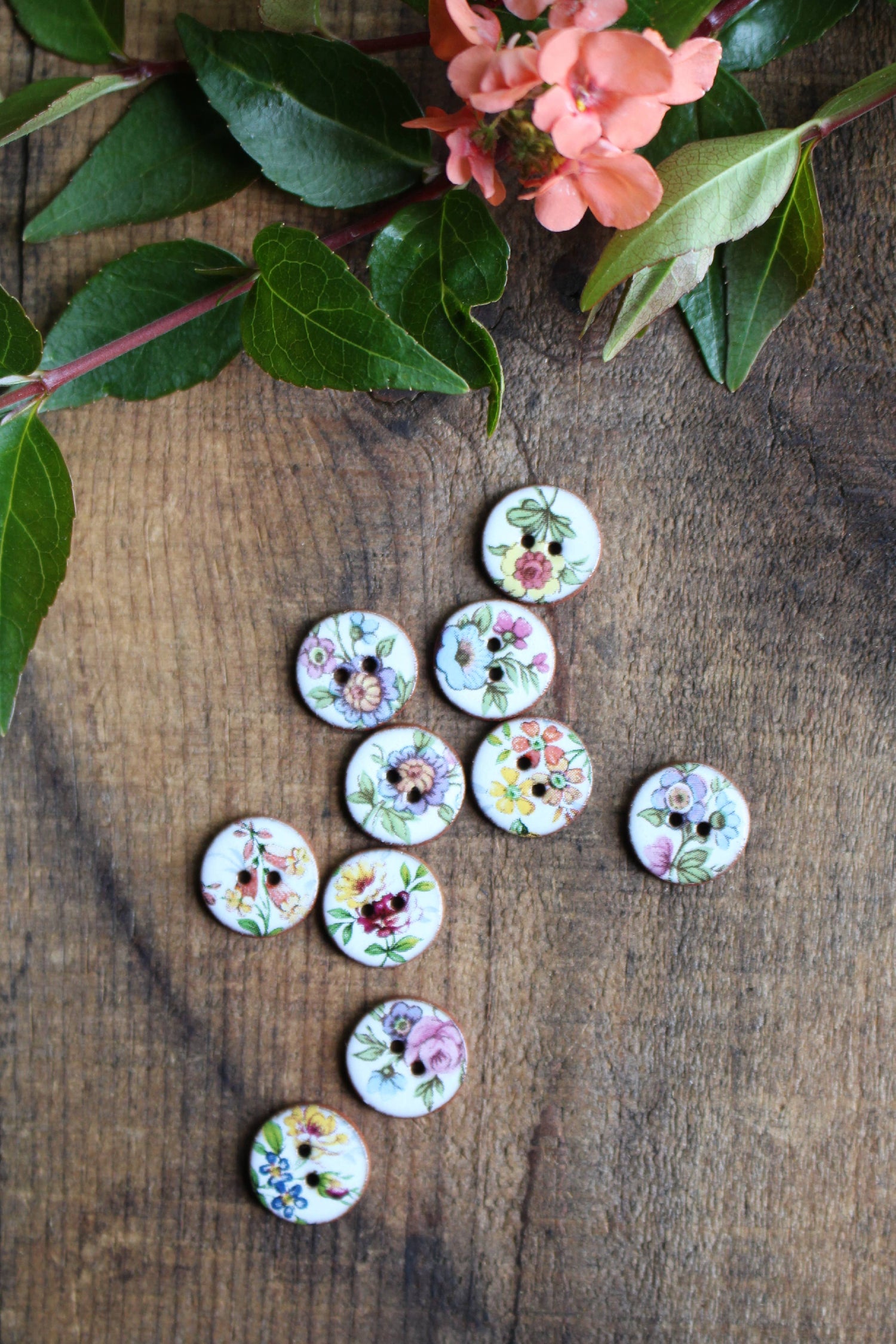 NNK Press - Handmade Wildflower Mini Ceramic Buttons (Set of 10)