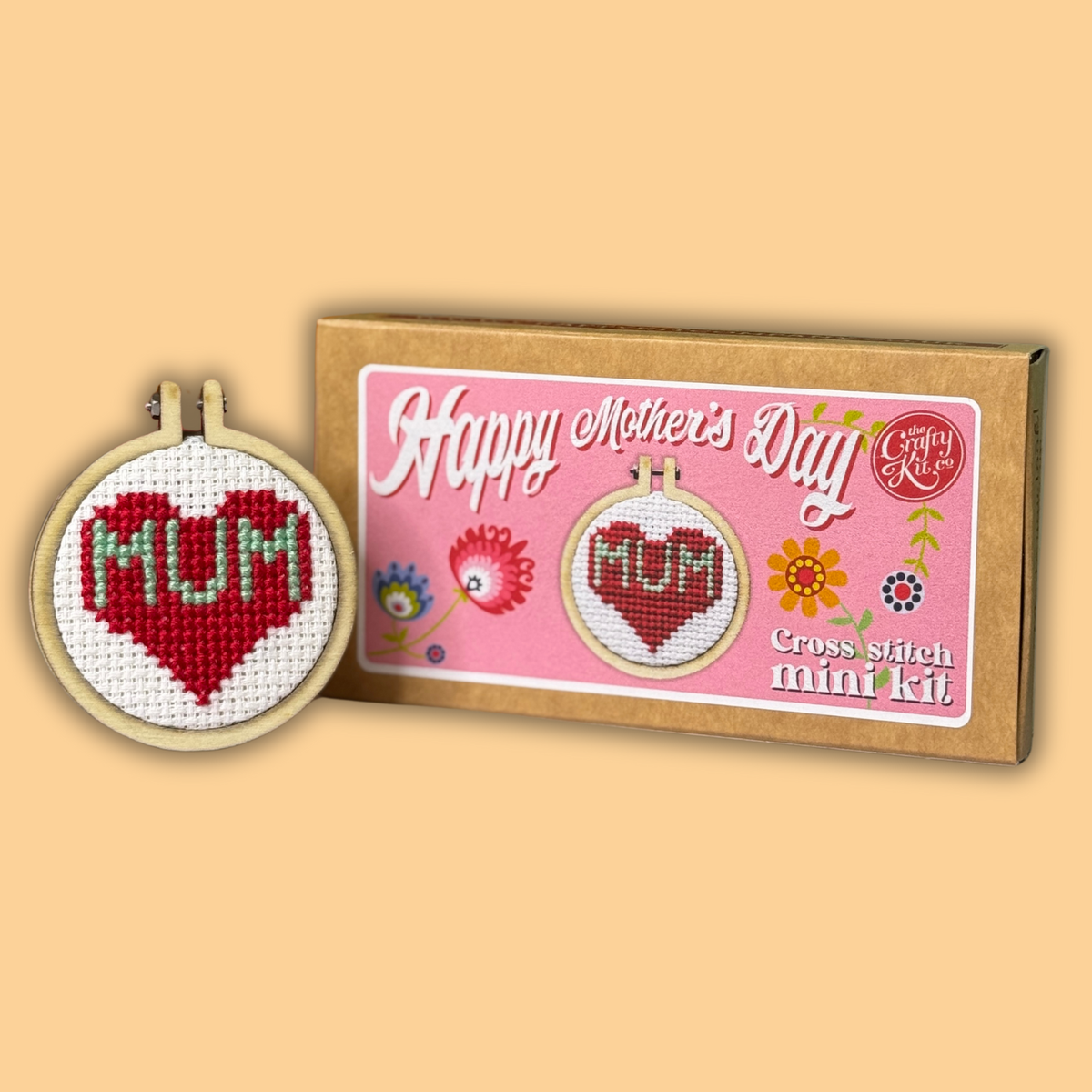 The Crafty Kit Company - Happy Mother's Day (Heart) Mini Matchbox Cross Stitch Kit