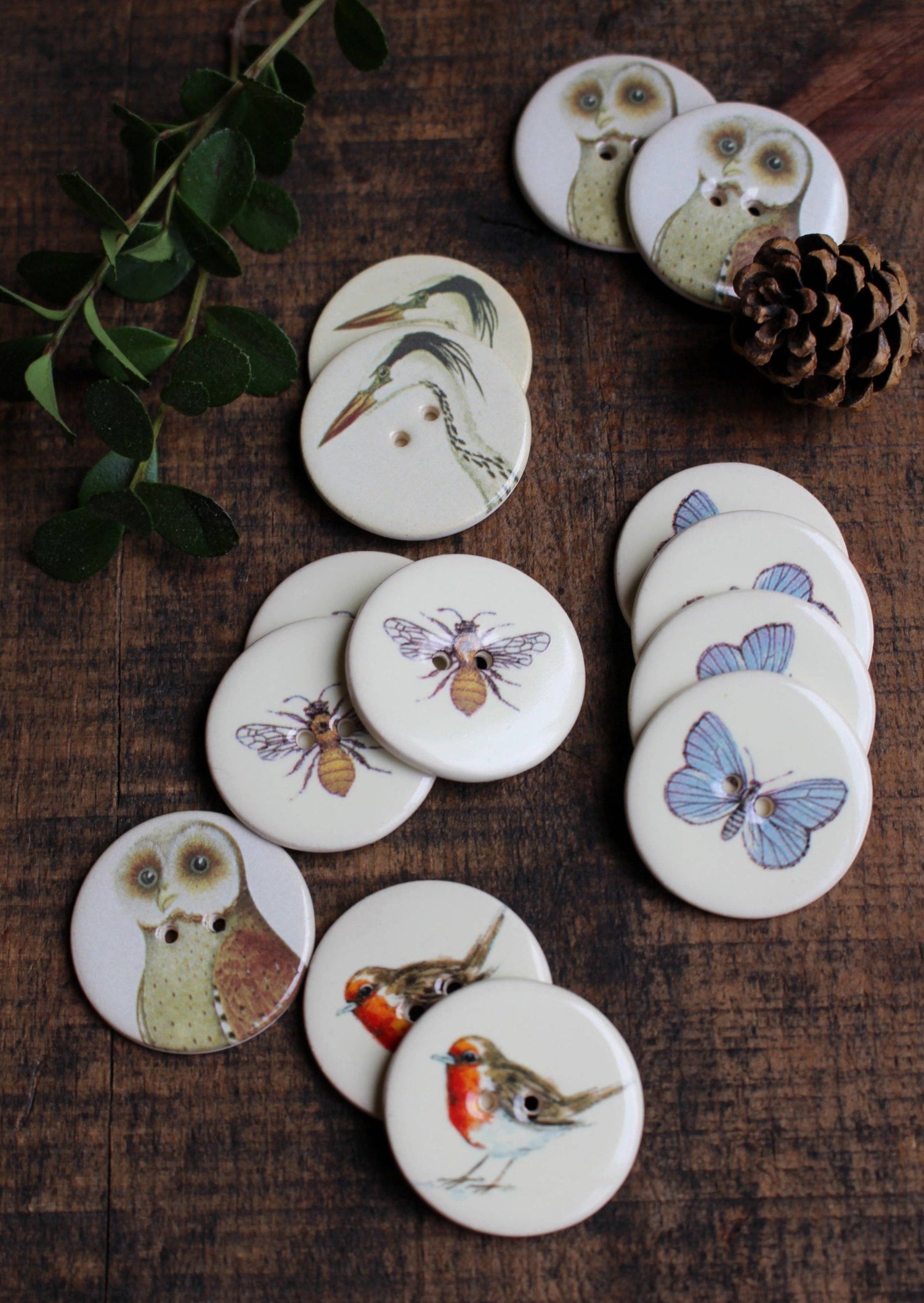 NNK Press - Flying Friends Ceramic Buttons (Set of 2)