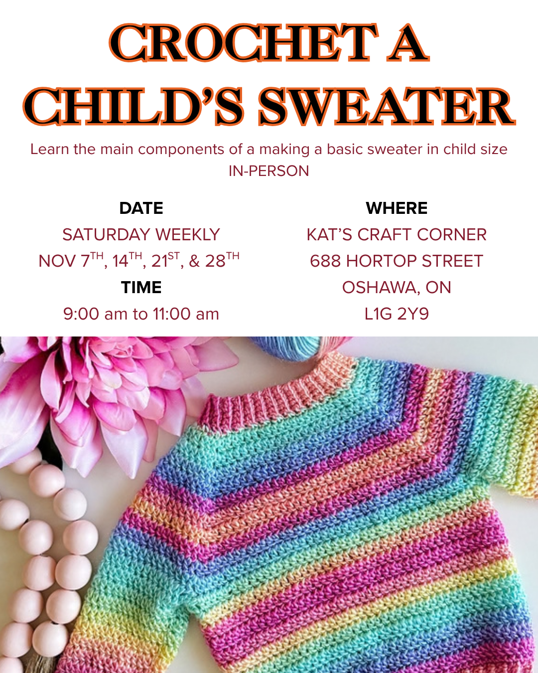 Intermediate crocheting - A CHILD'S SWEATER | IN-PERSON