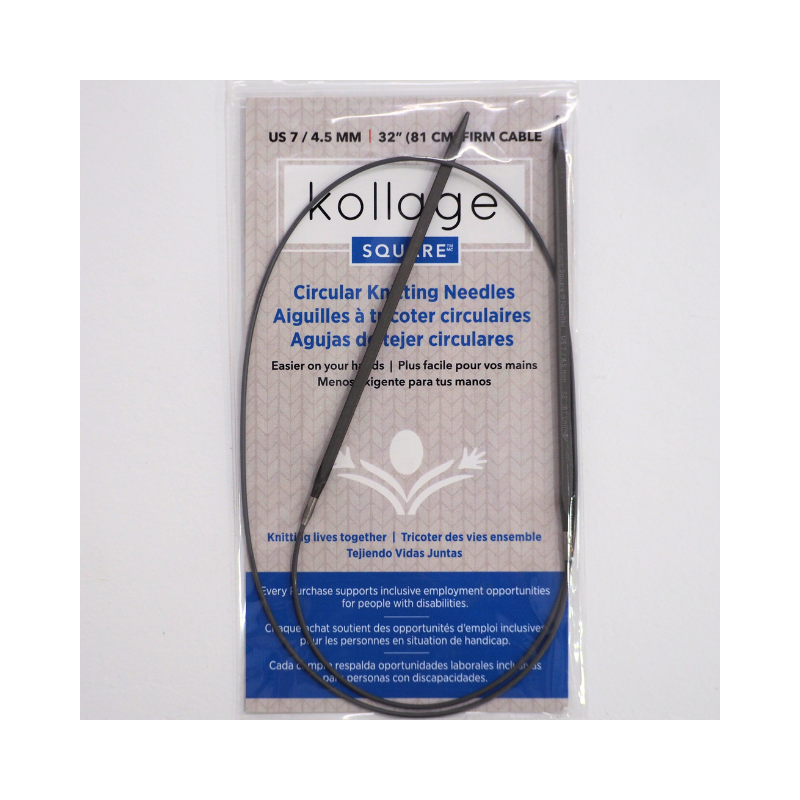 Kollage Sqaure Circular Needle Size US 4 - US 8 with FIRM Cable