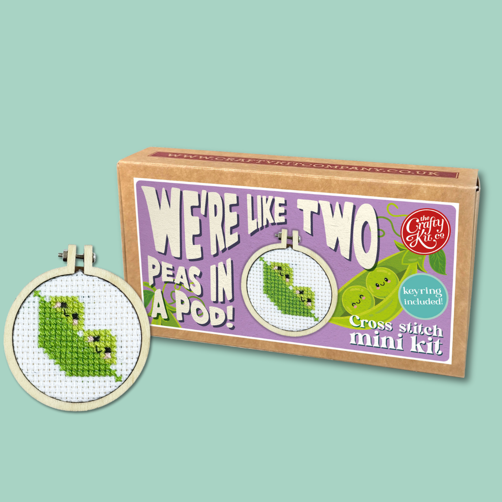 The Crafty Kit Company - We're Like Two Peas in a Pod! Mini Matchbox Cross Stitch Kit