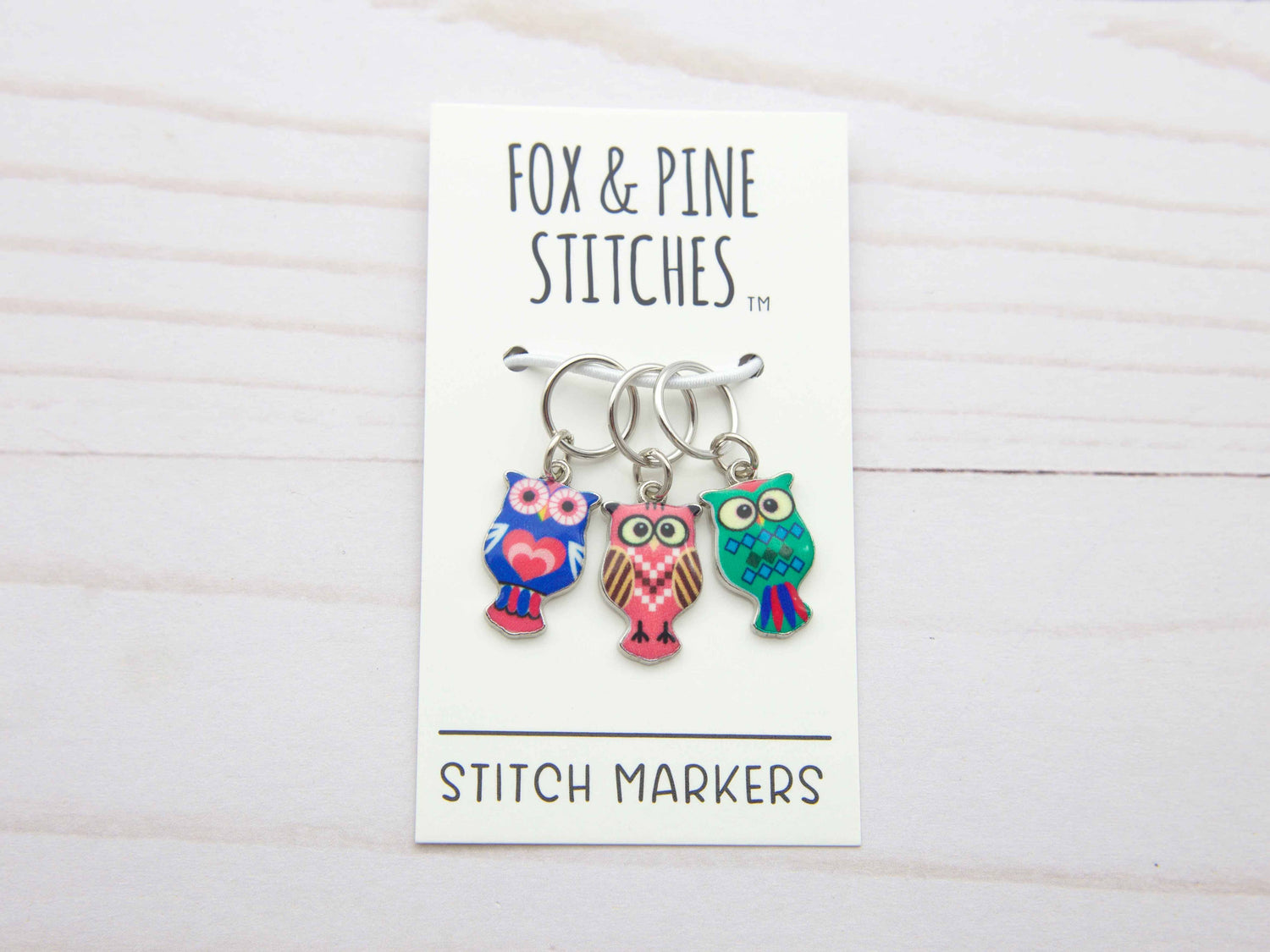 Fox & Pine Stitches - Colorful Owls | Stitch Markers